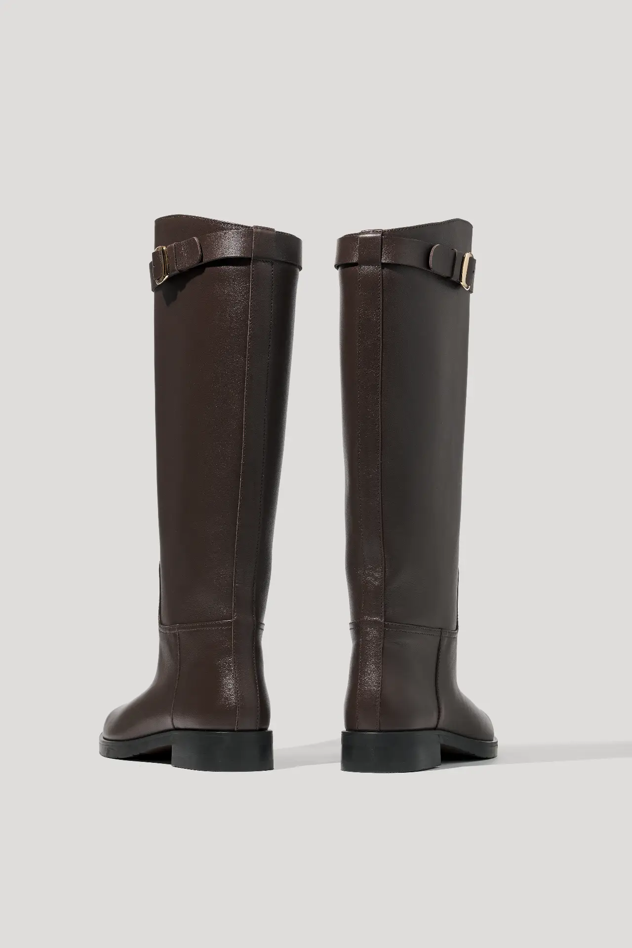 Чоботи в жокейському стилі шоколадні шкіряні з флісом