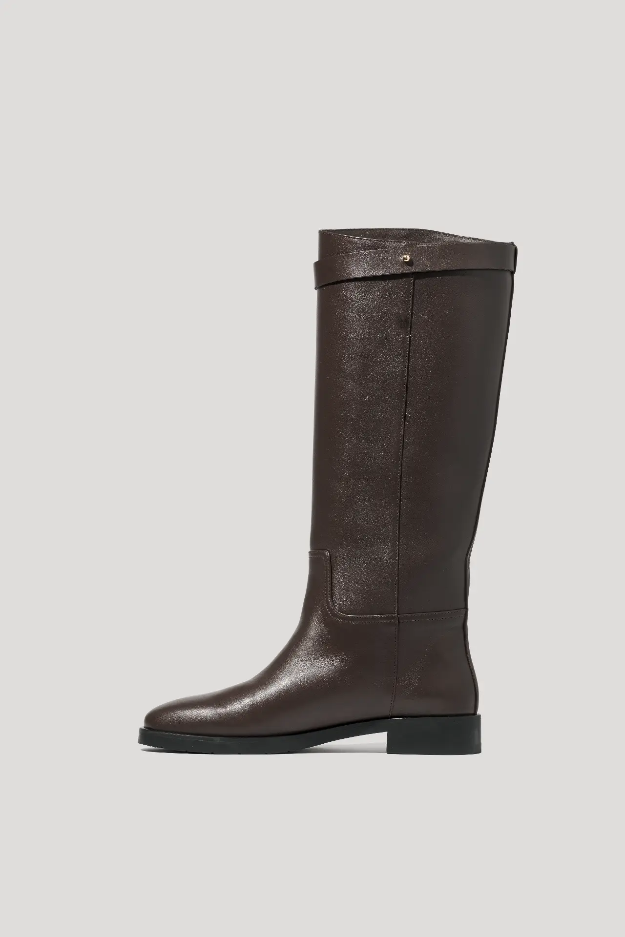 Чоботи в жокейському стилі шоколадні шкіряні з набивним хутром