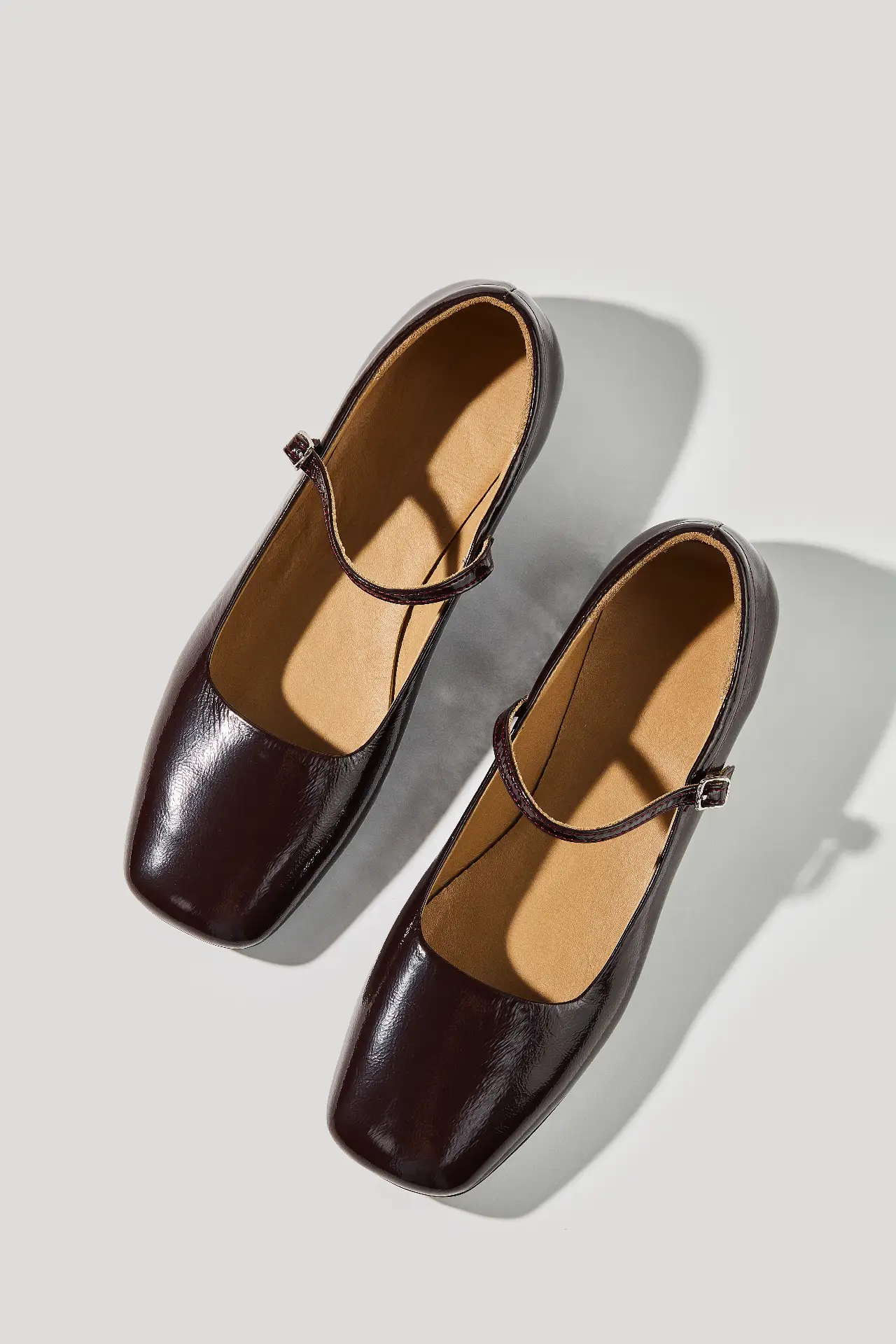 Балетки бордові шкіряні наплак Mary Jane