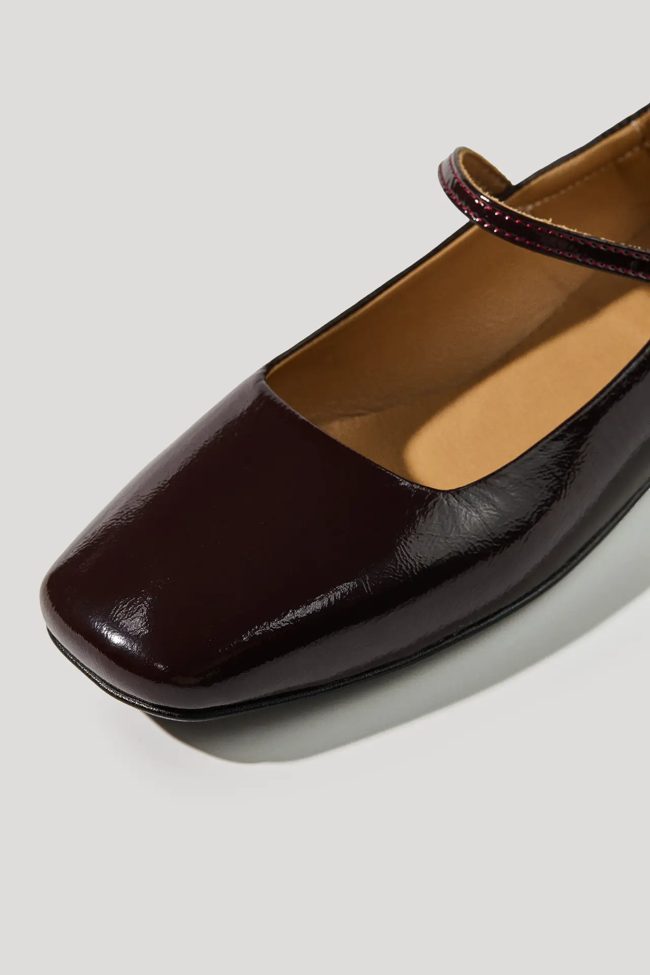 Балетки бордові шкіряні наплак Mary Jane