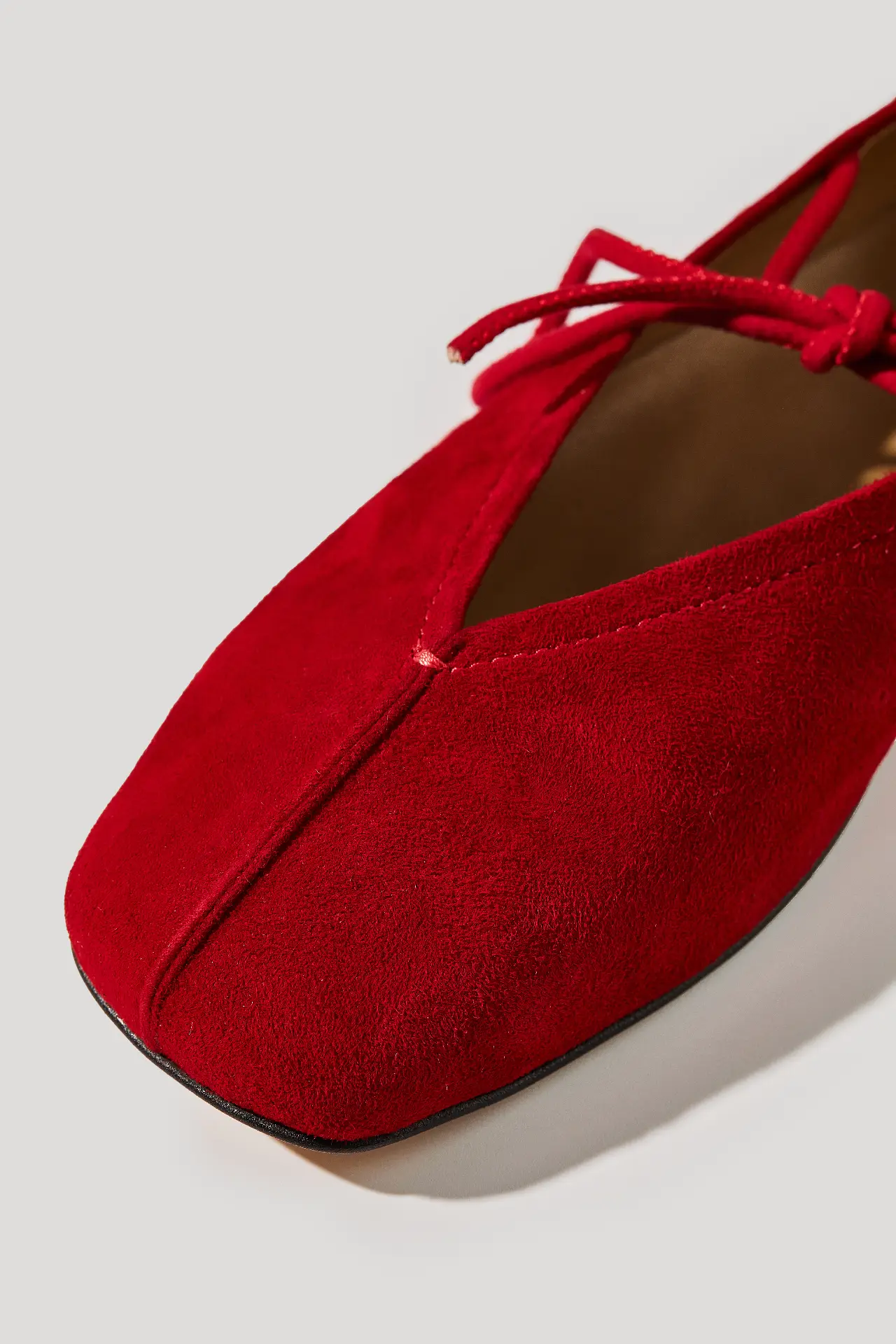 Балетки червоні велюрові із зав'язками