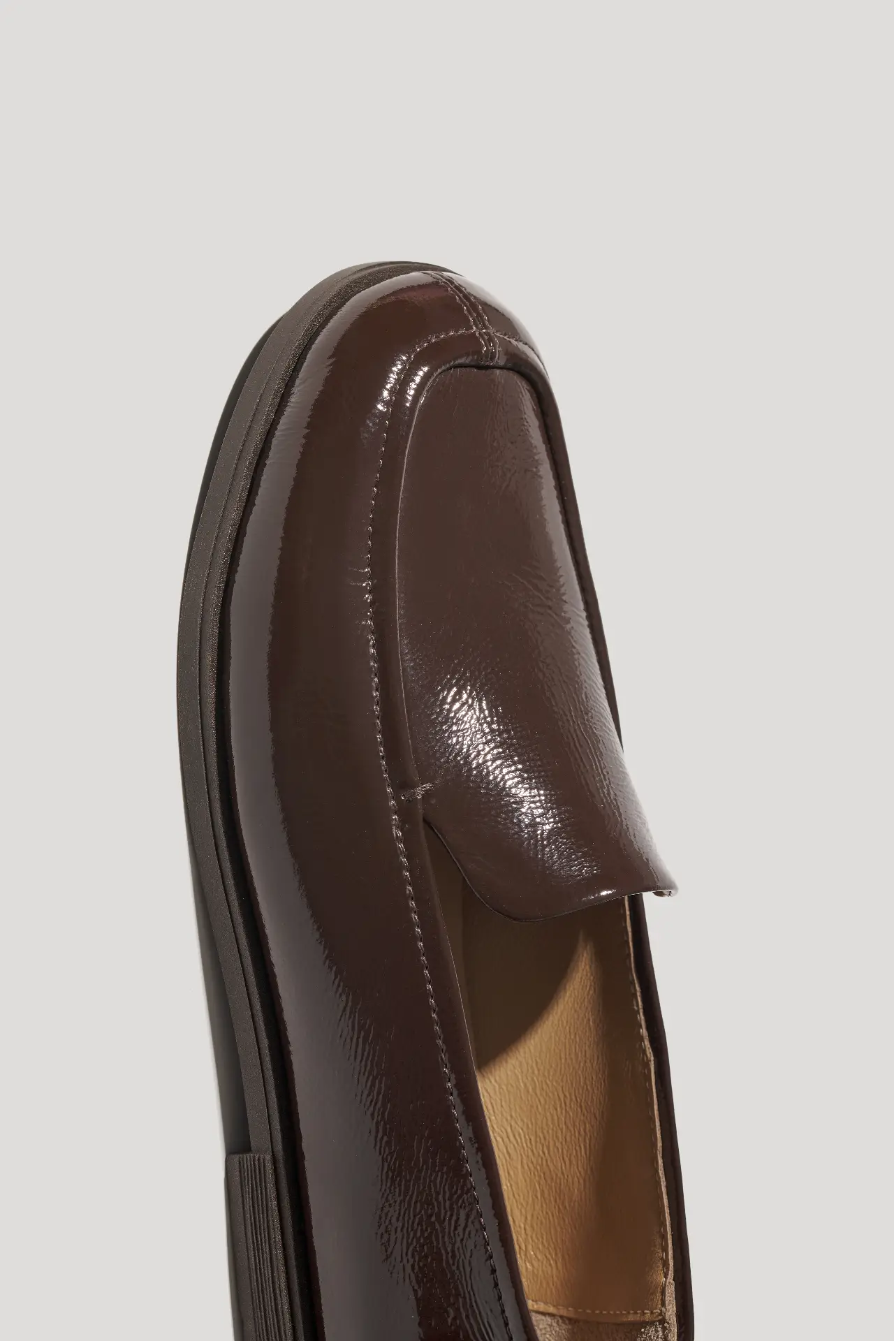 Лофери шоколадні шкіряні наплак із квадратним мисом