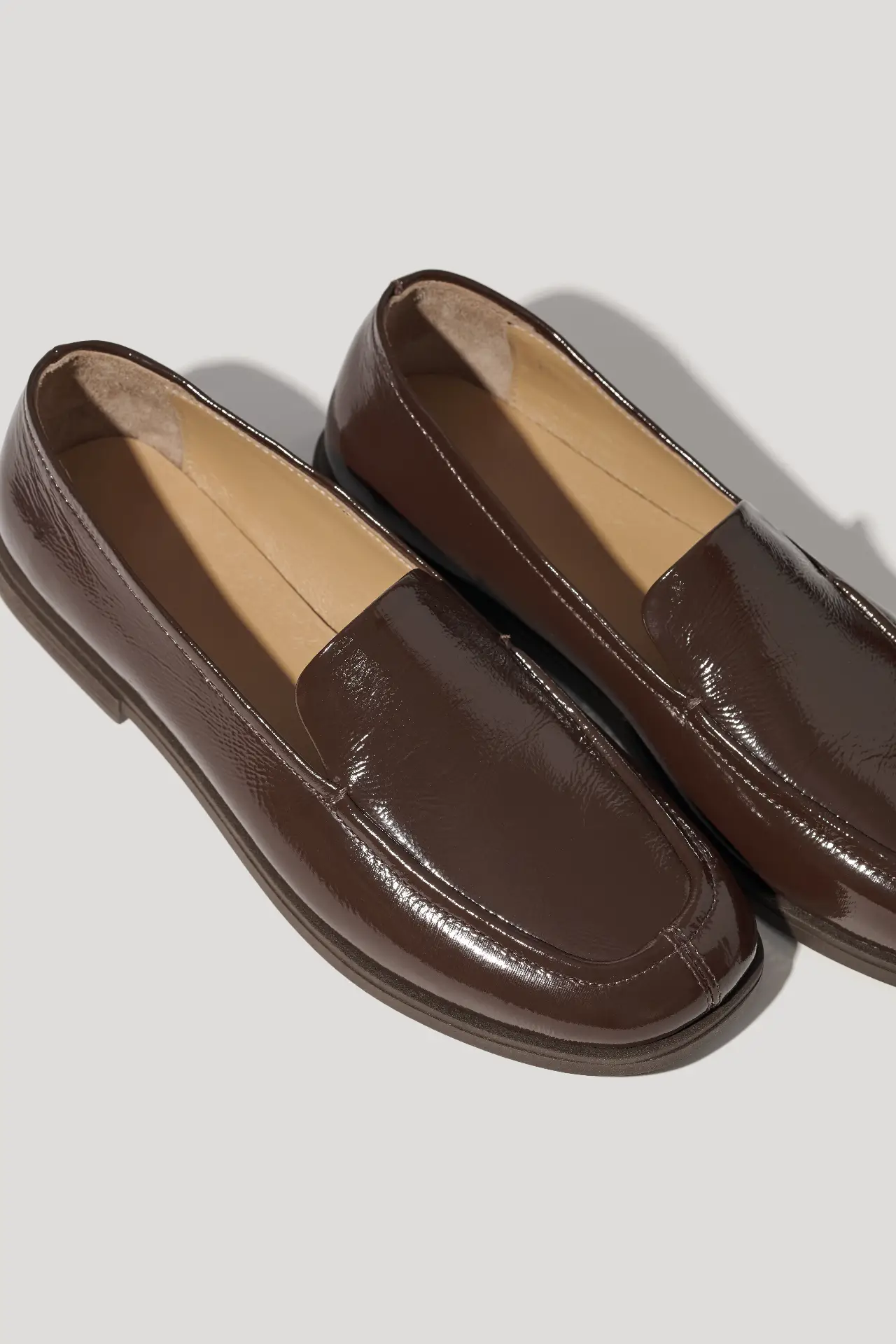 Лофери шоколадні шкіряні наплак із квадратним мисом