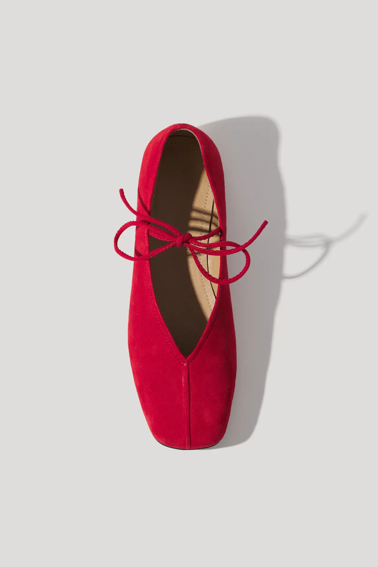Балетки червоні велюрові із зав'язками
