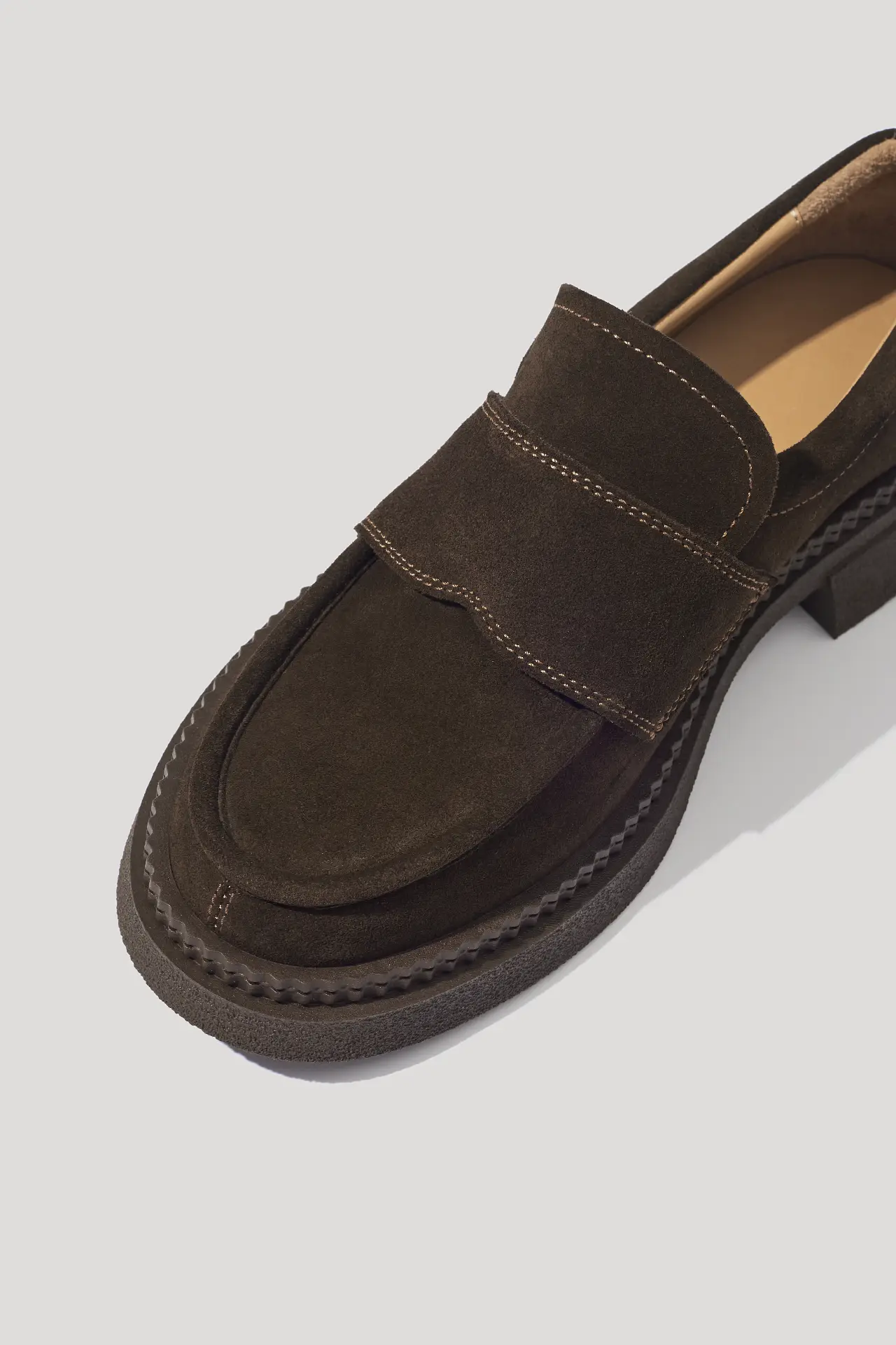 Classic chocolate suede loafers