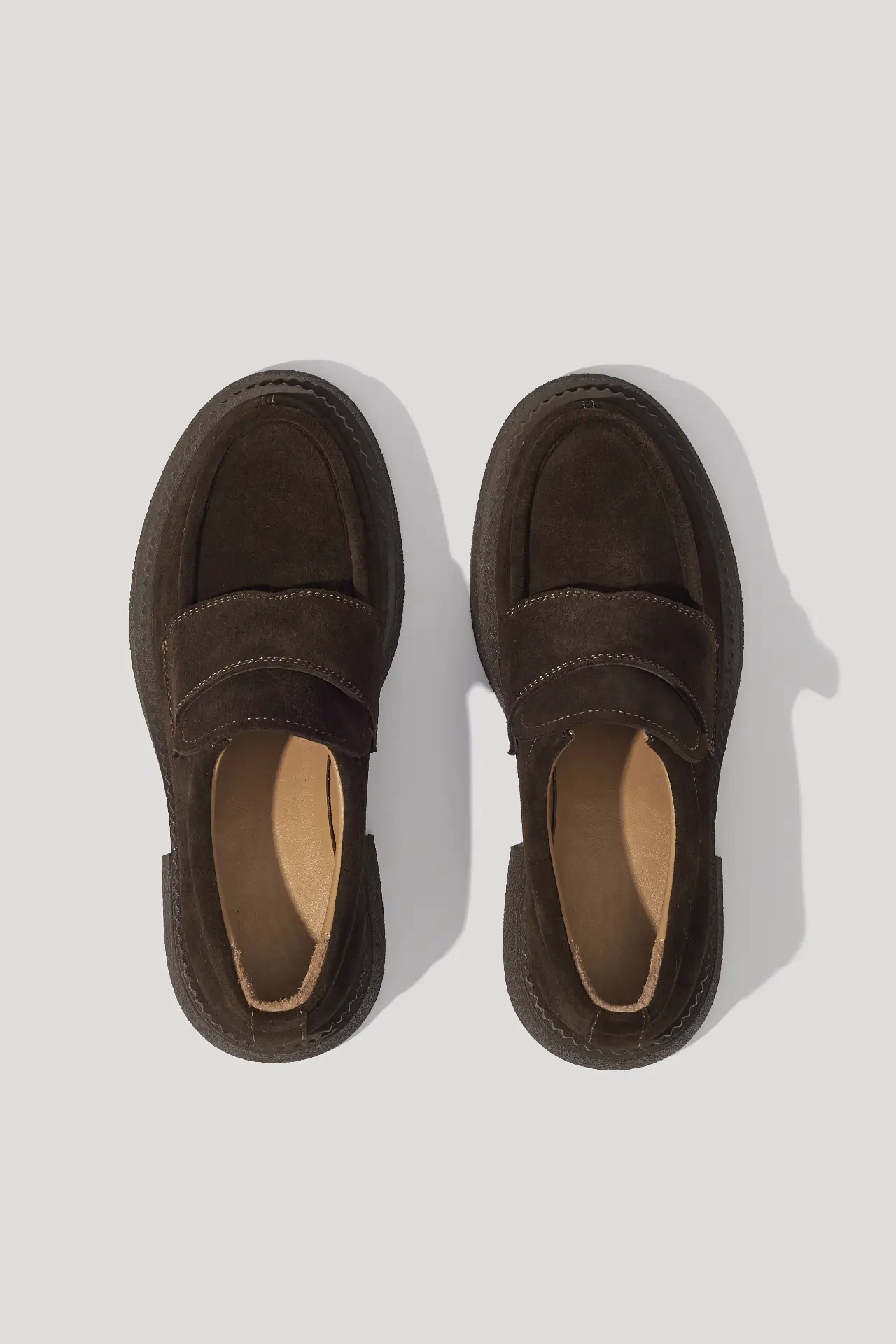 Classic chocolate suede loafers