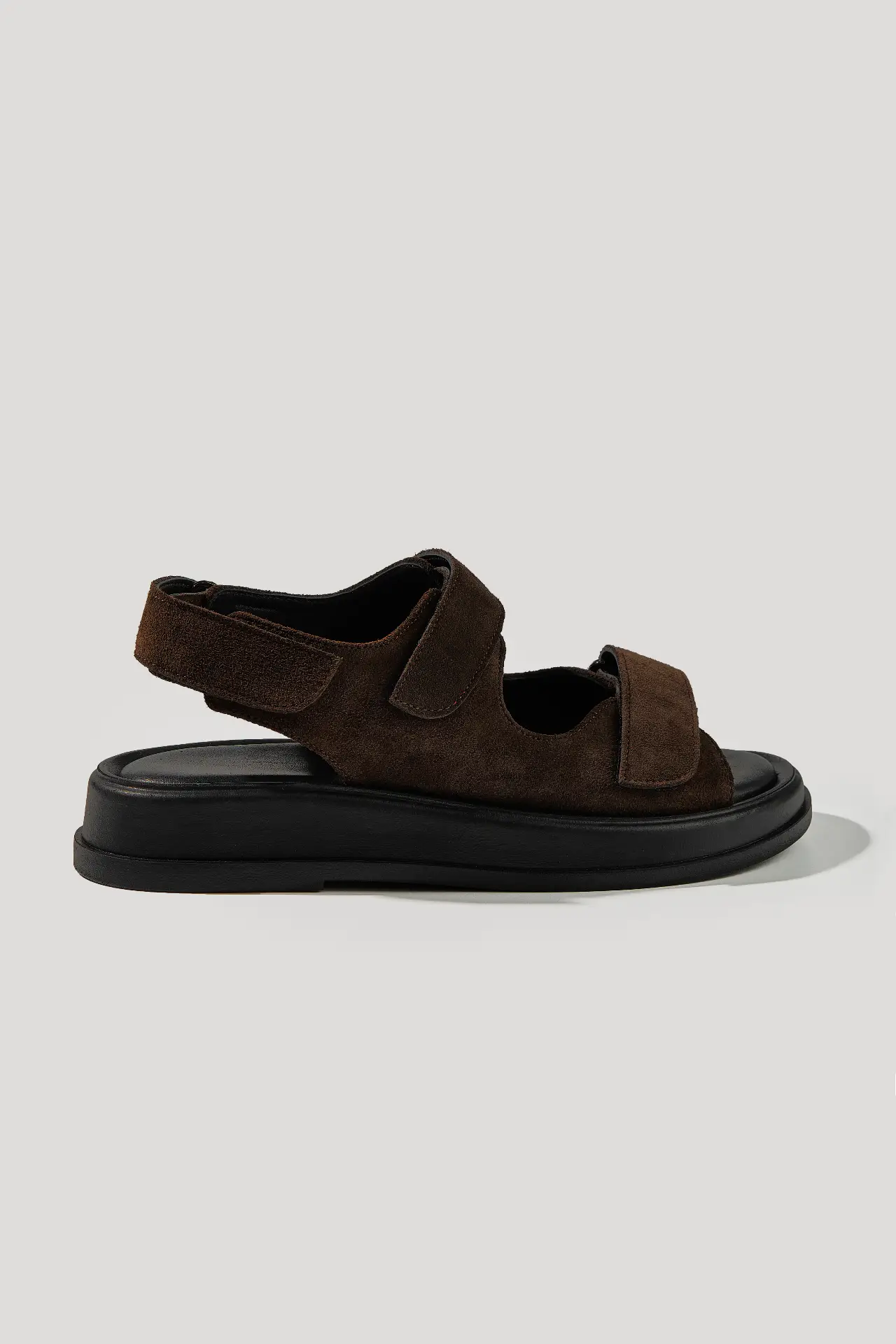 Босоніжки шоколадні замшеві з липучками