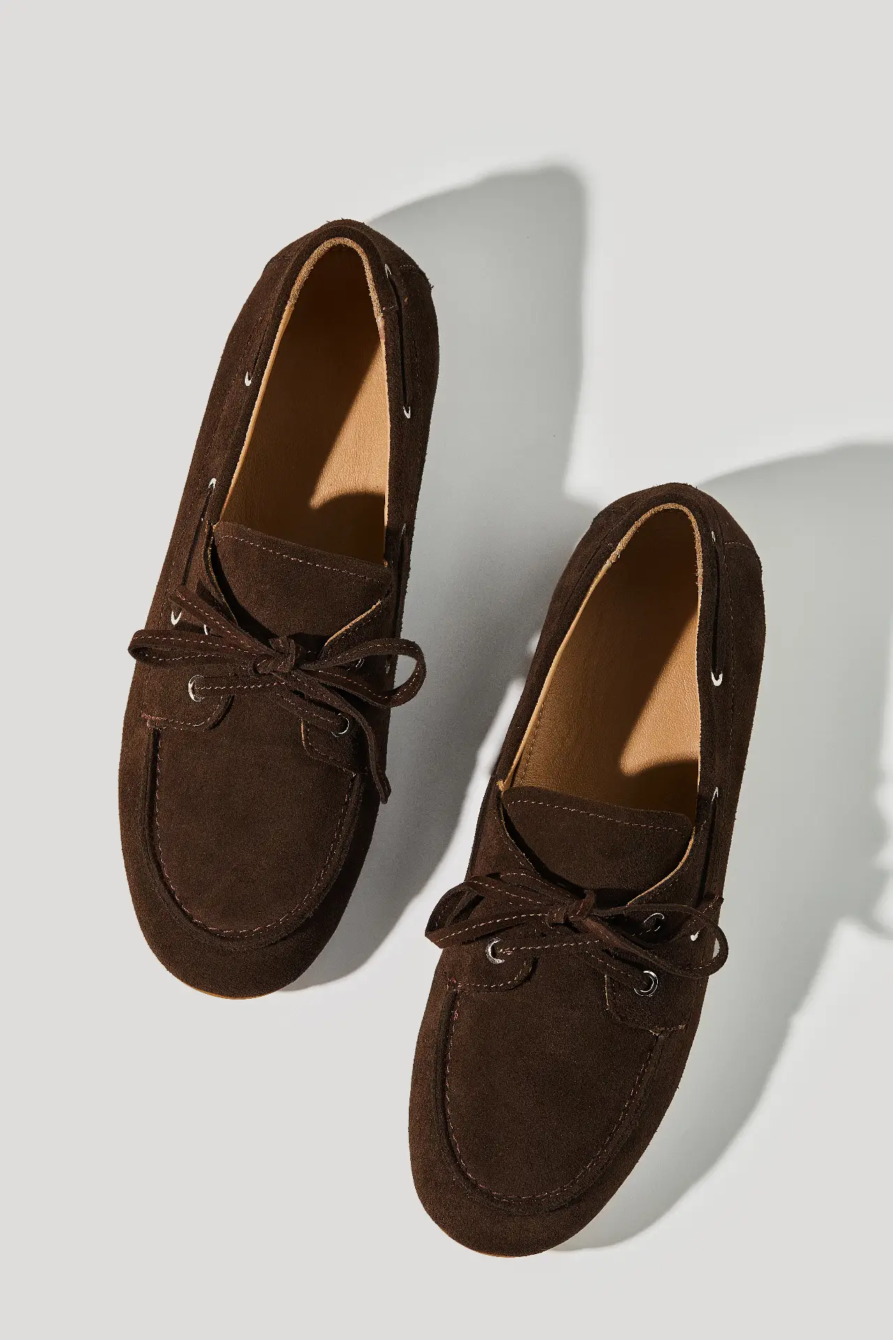 Chocolate suede boat shoes