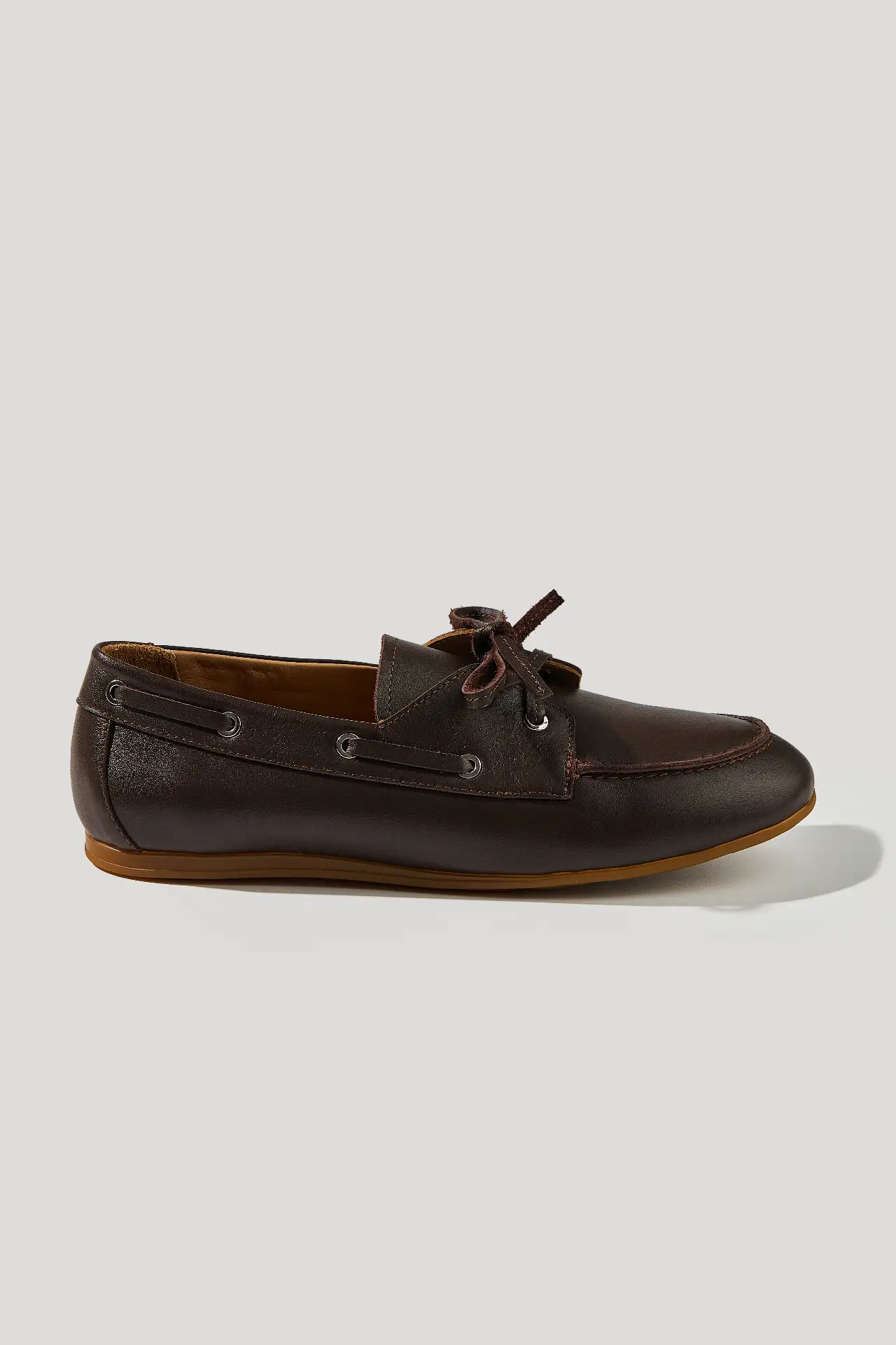 Chocolate leather boat shoes