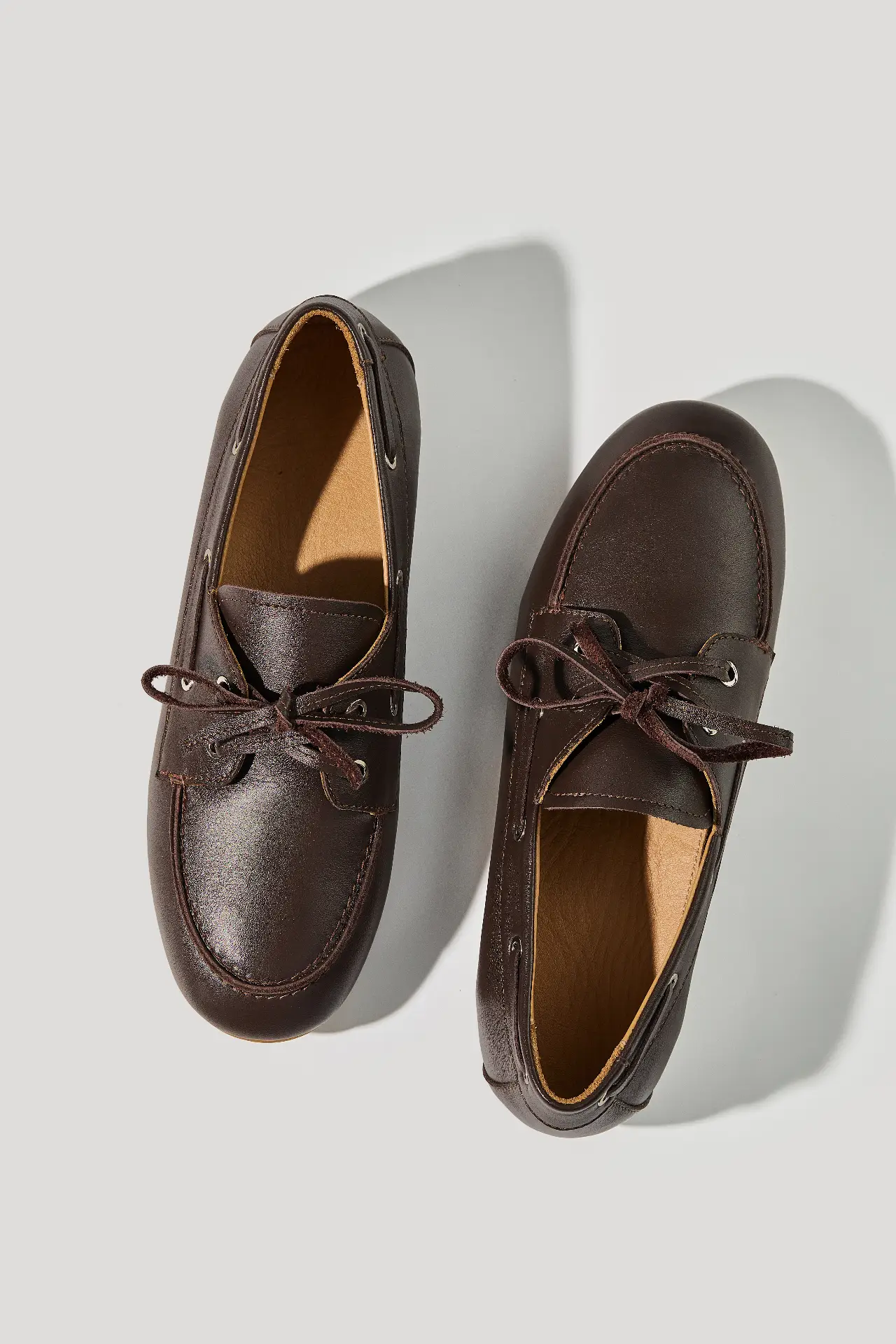 Chocolate leather boat shoes