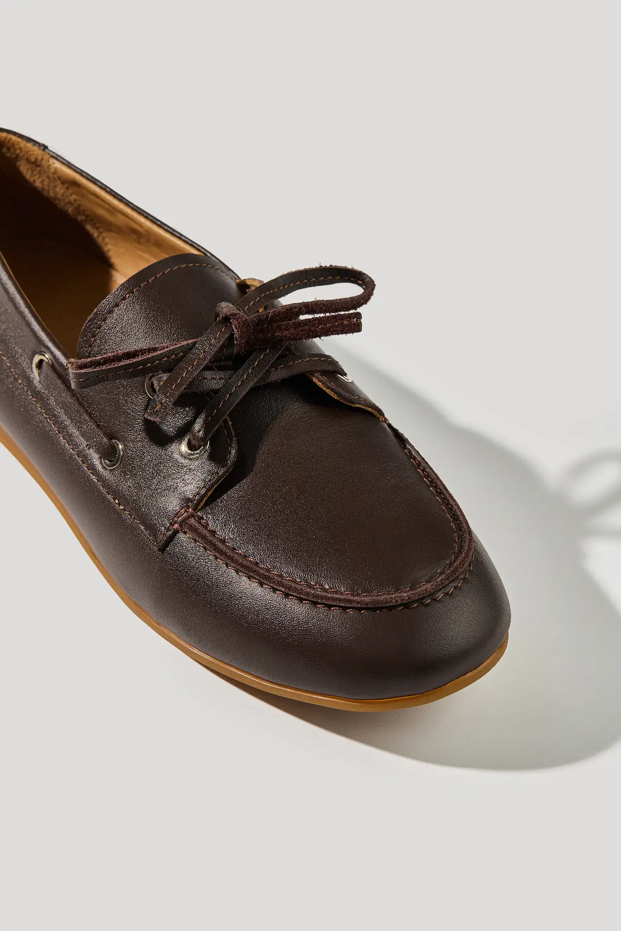 Chocolate leather boat shoes