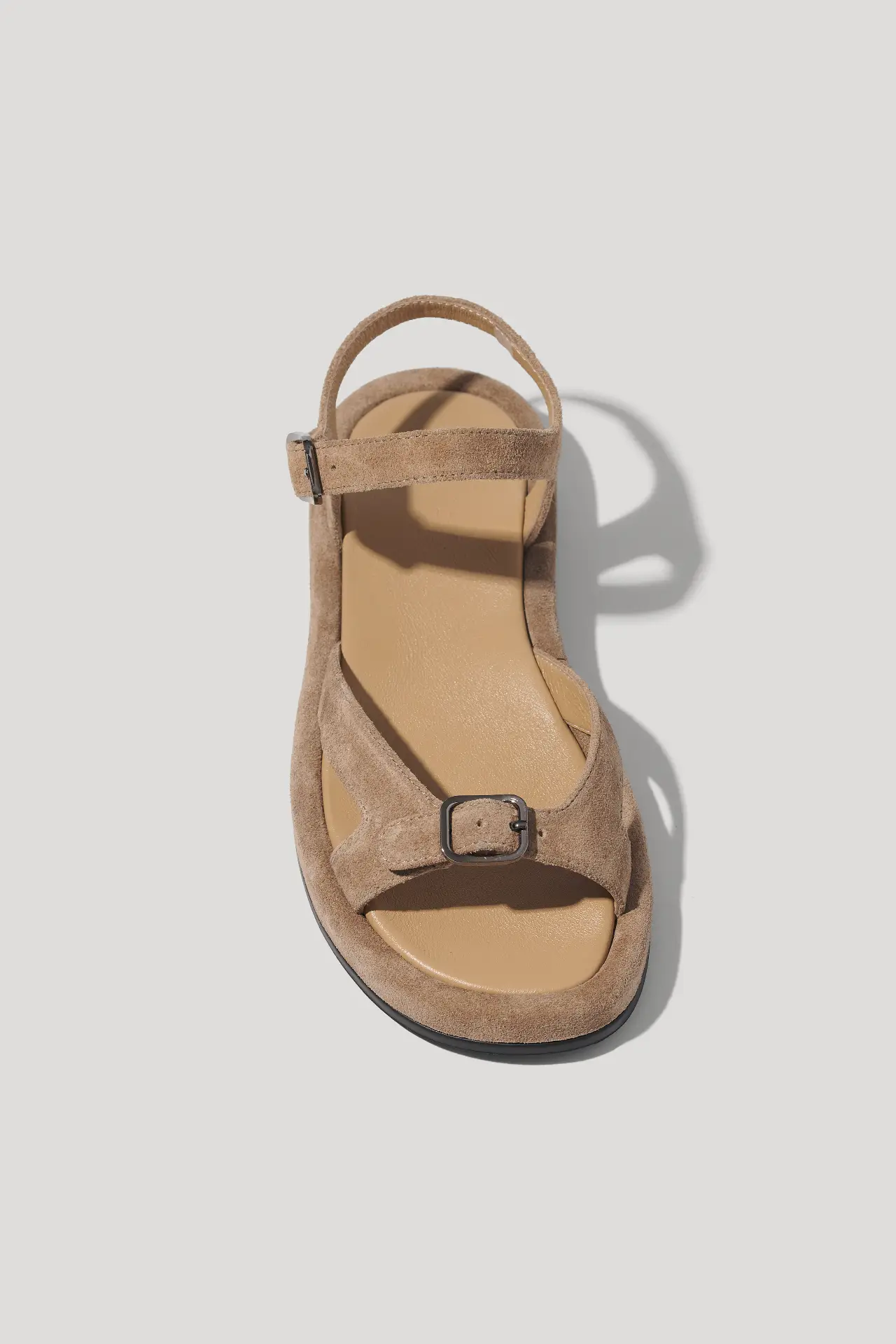 Walnut suede sandals with adjustable strap