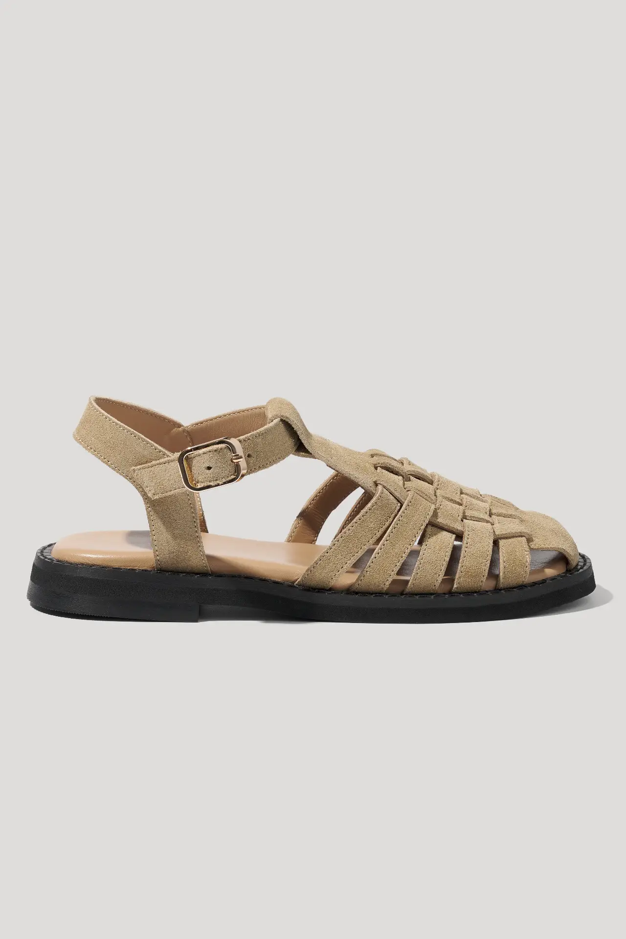 Beige suede fisherman-style sandals