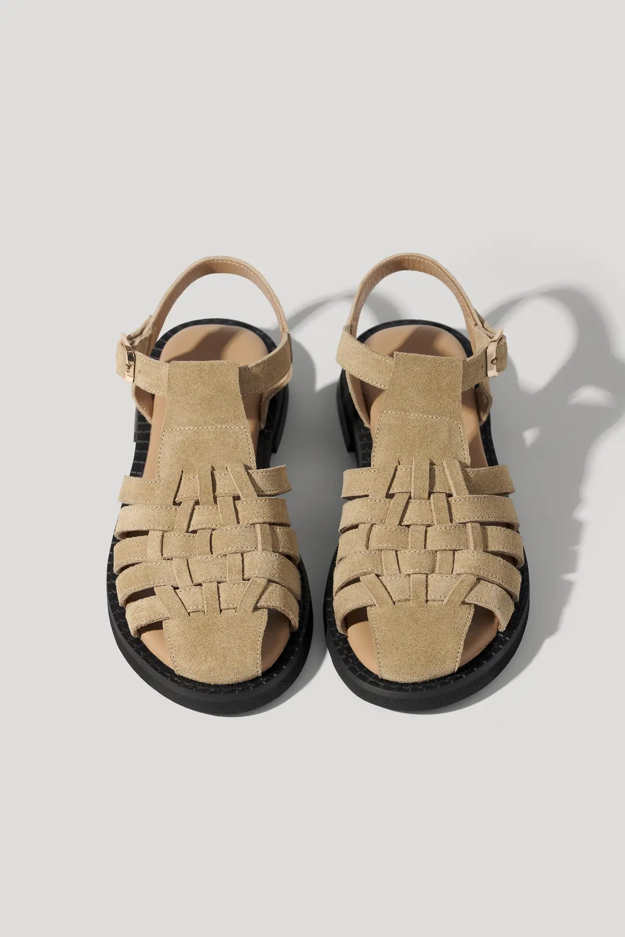 Beige suede fisherman-style sandals