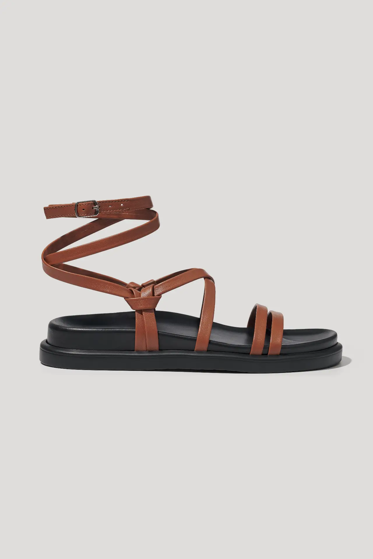 Brown leather sandals with long straps