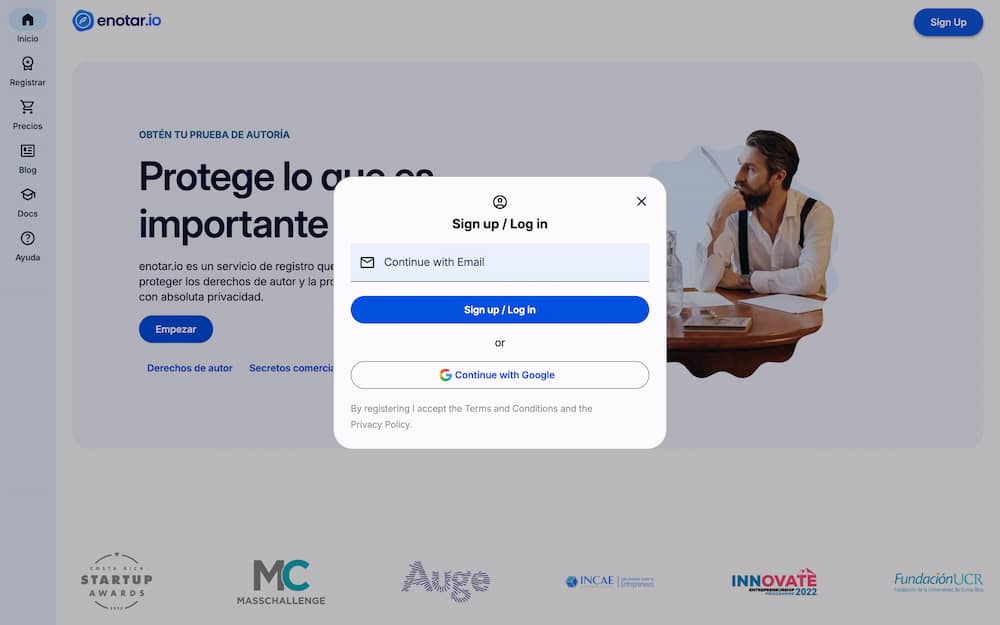 Crear cuenta en enotar.io