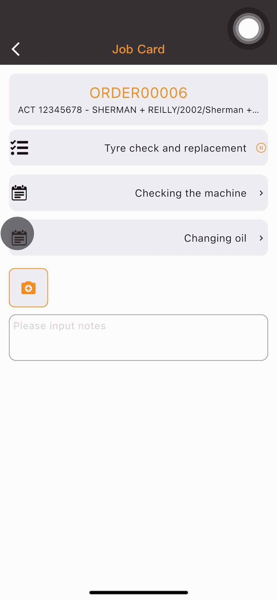 Adding spare parts to a task