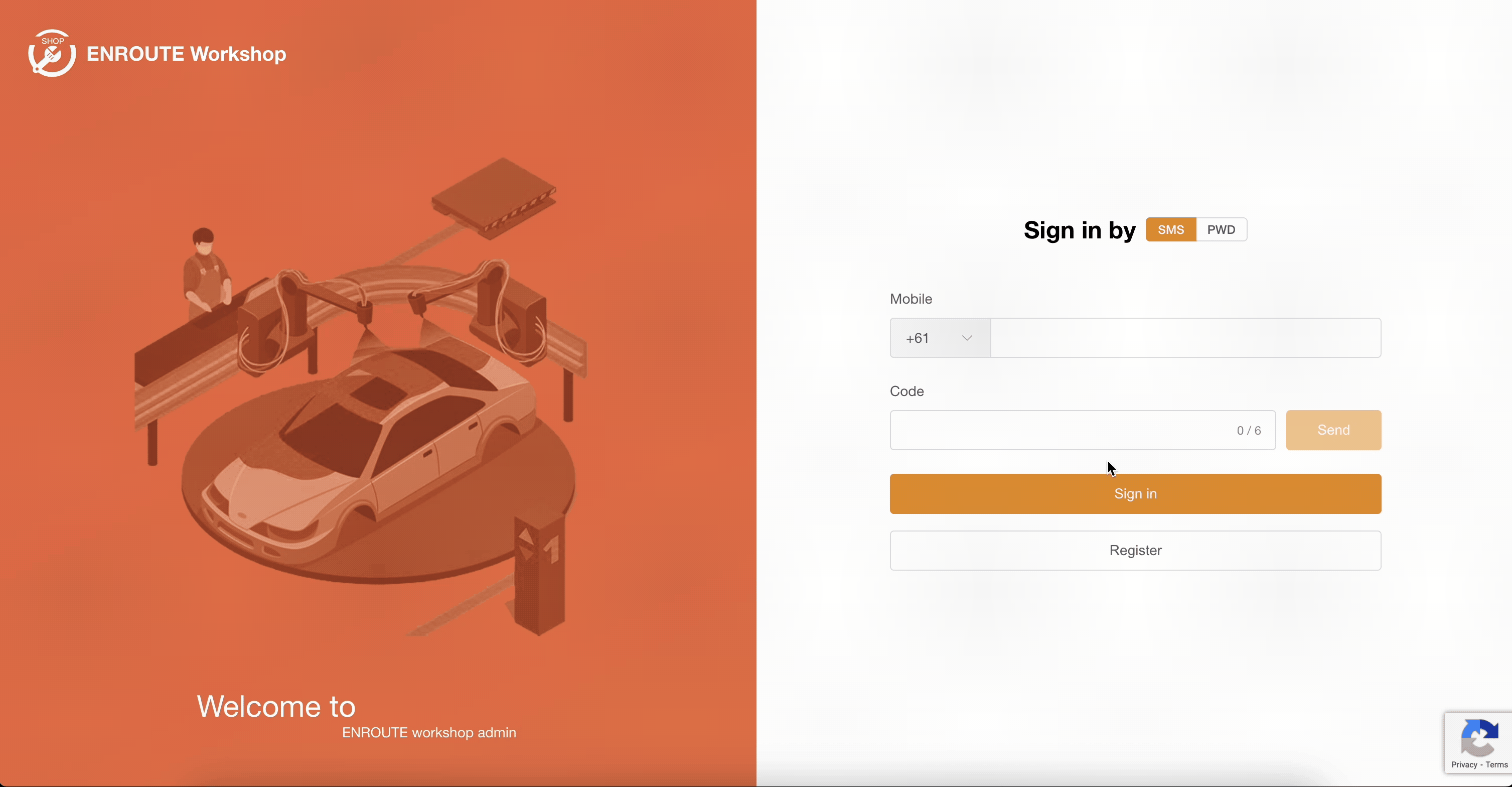 Sign in form with email and password fields