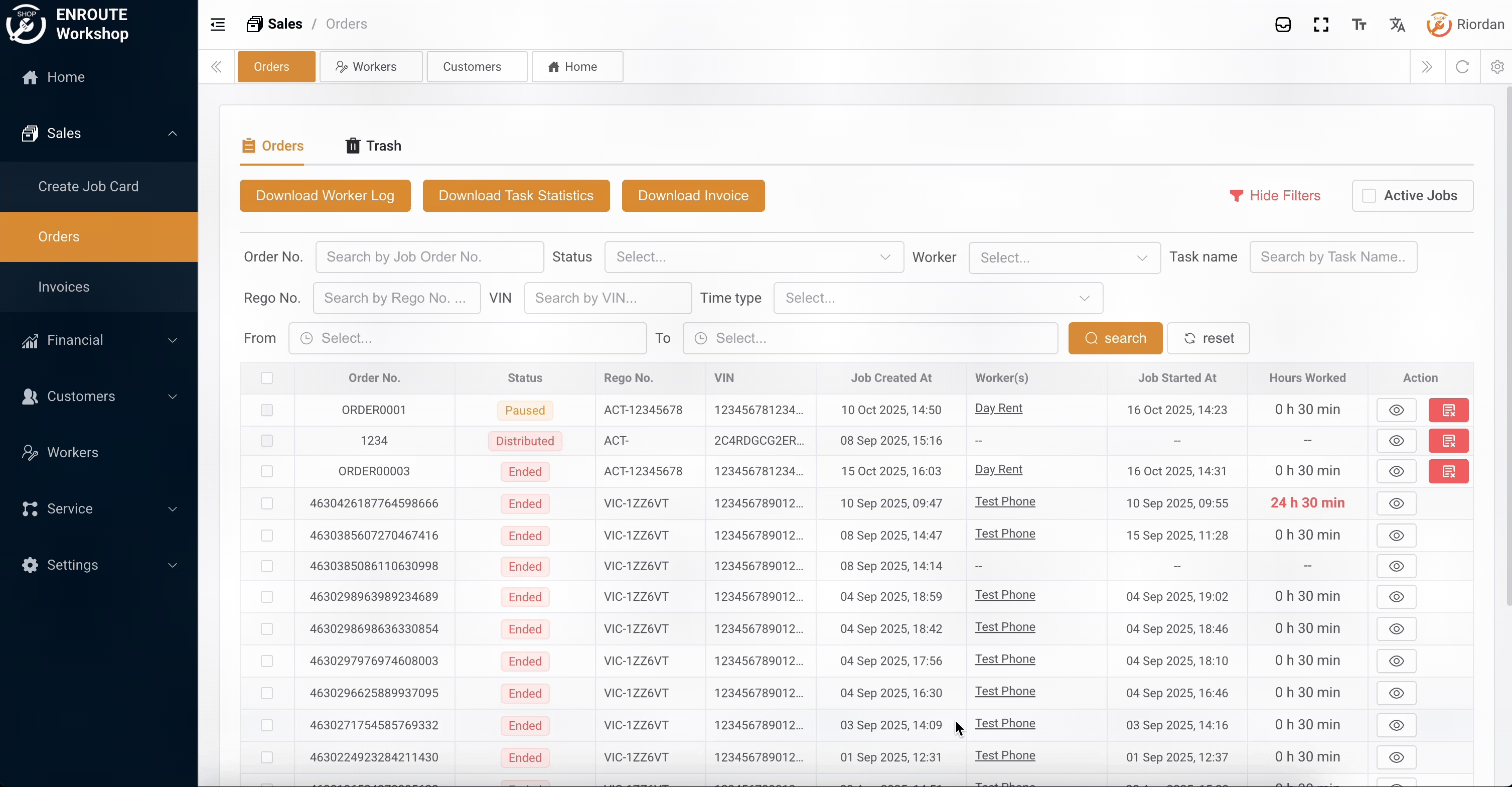 Active Jobs toggle button
