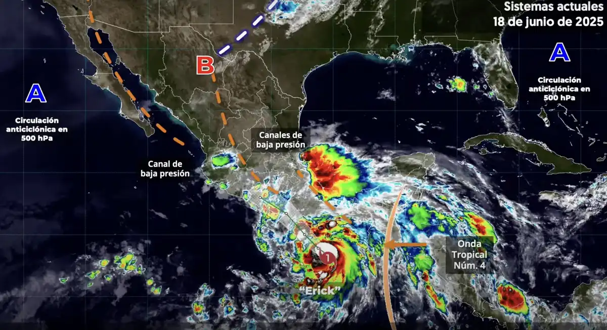 Huracán Erik provoca lluvias torrenciales, vientos fuertes y temperaturas extremas en gran parte de México