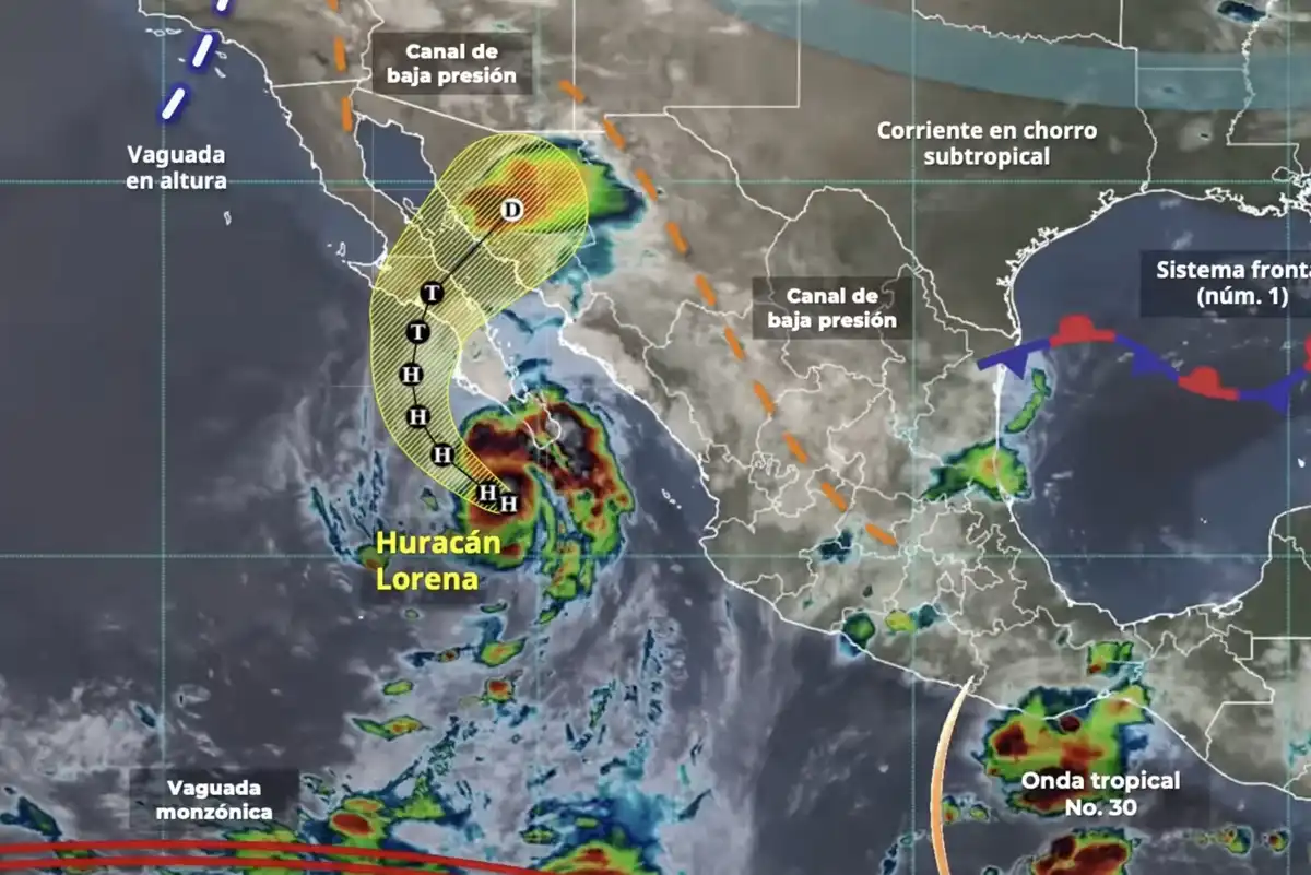 Huracán Lorena alcanza categoría 1 y podría tocar tierra en Baja California Sur el viernes