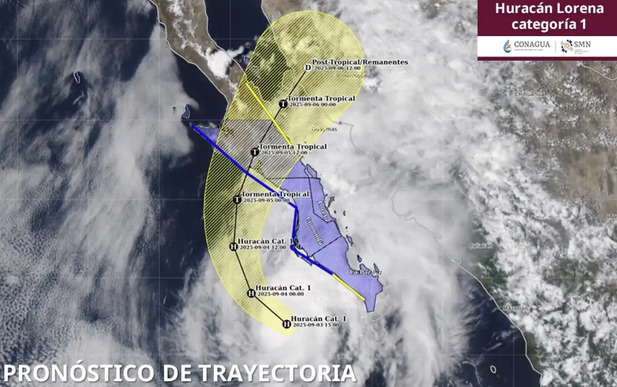 Lorena se desplaza paralelo a la costa occidental de Baja California Sur