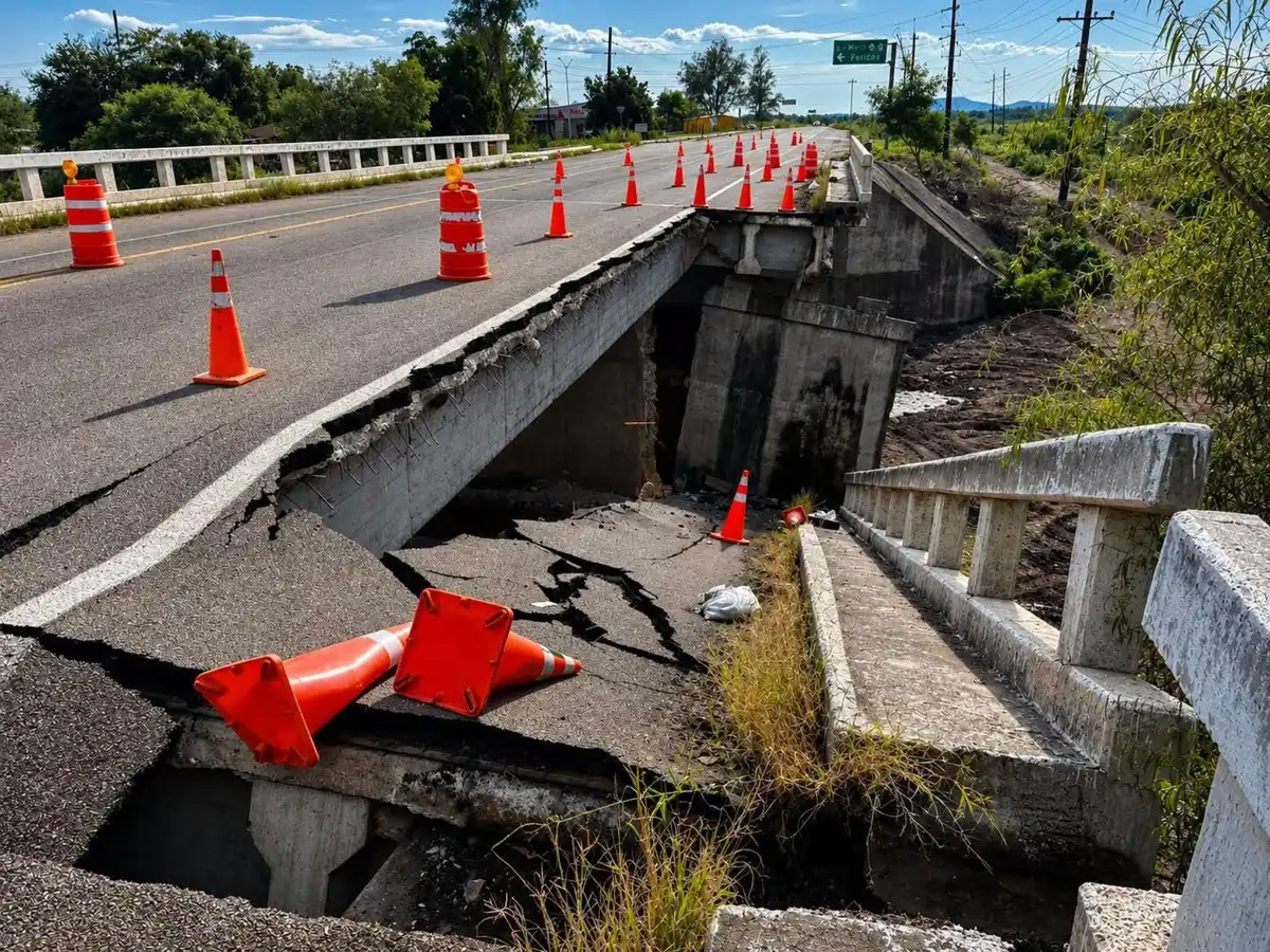 Colapsa parte del puente Alemania en la México 15; advierten posible daño en otro tramo