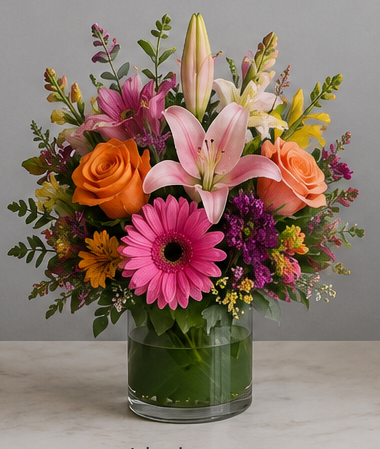 Arreglo floral surtido con florero