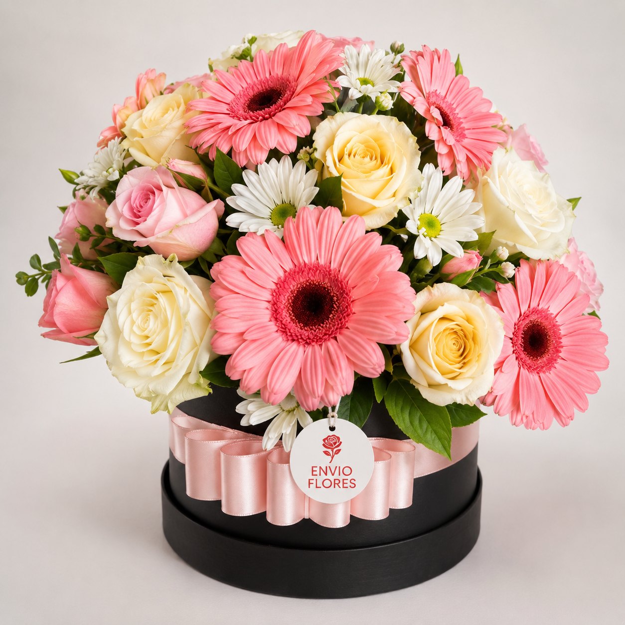 Caja con Gerberas y Rosas