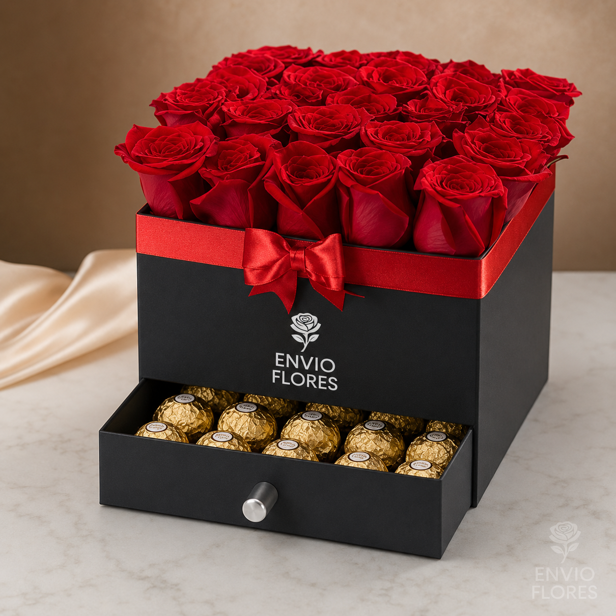 Caja con Rosas & Ferrero Rocher