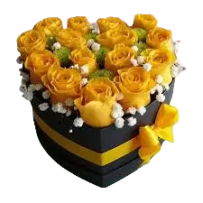 Caja corazon 15 rosas amarillas