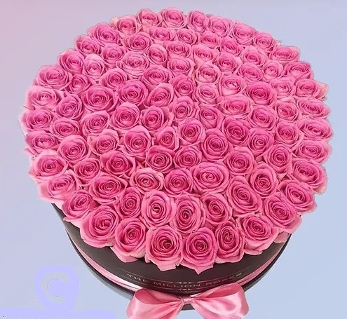  caja redonda con 150 rosas rojas