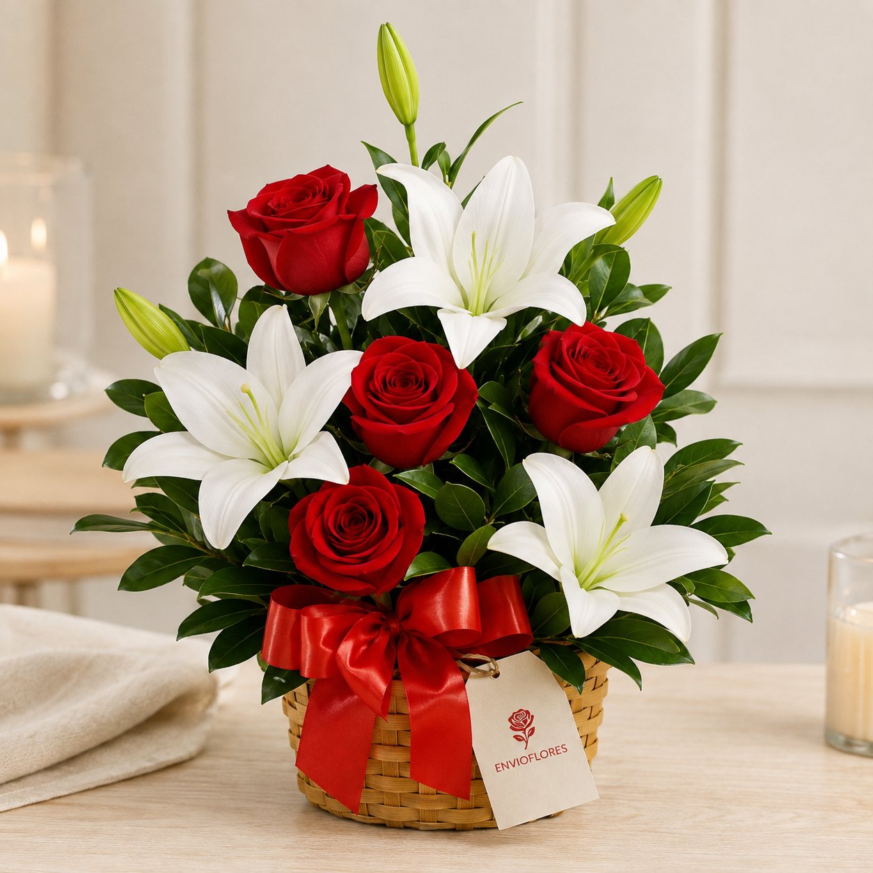 Canasta Rosas y Lilium