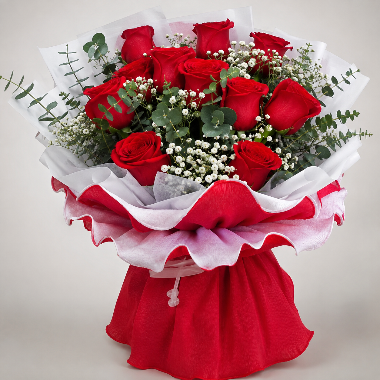 Florero con Rosas en Papel Italiano