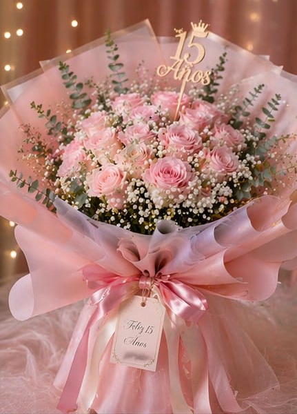 Ramo de 15 Rosas Rosadas
