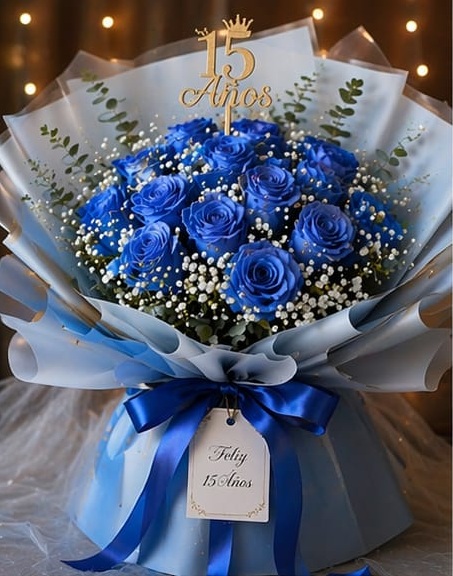 Ramo de 15 rosas Azules