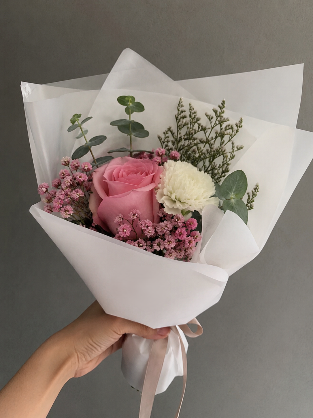Ramo combinado rosa rosada y clavel 