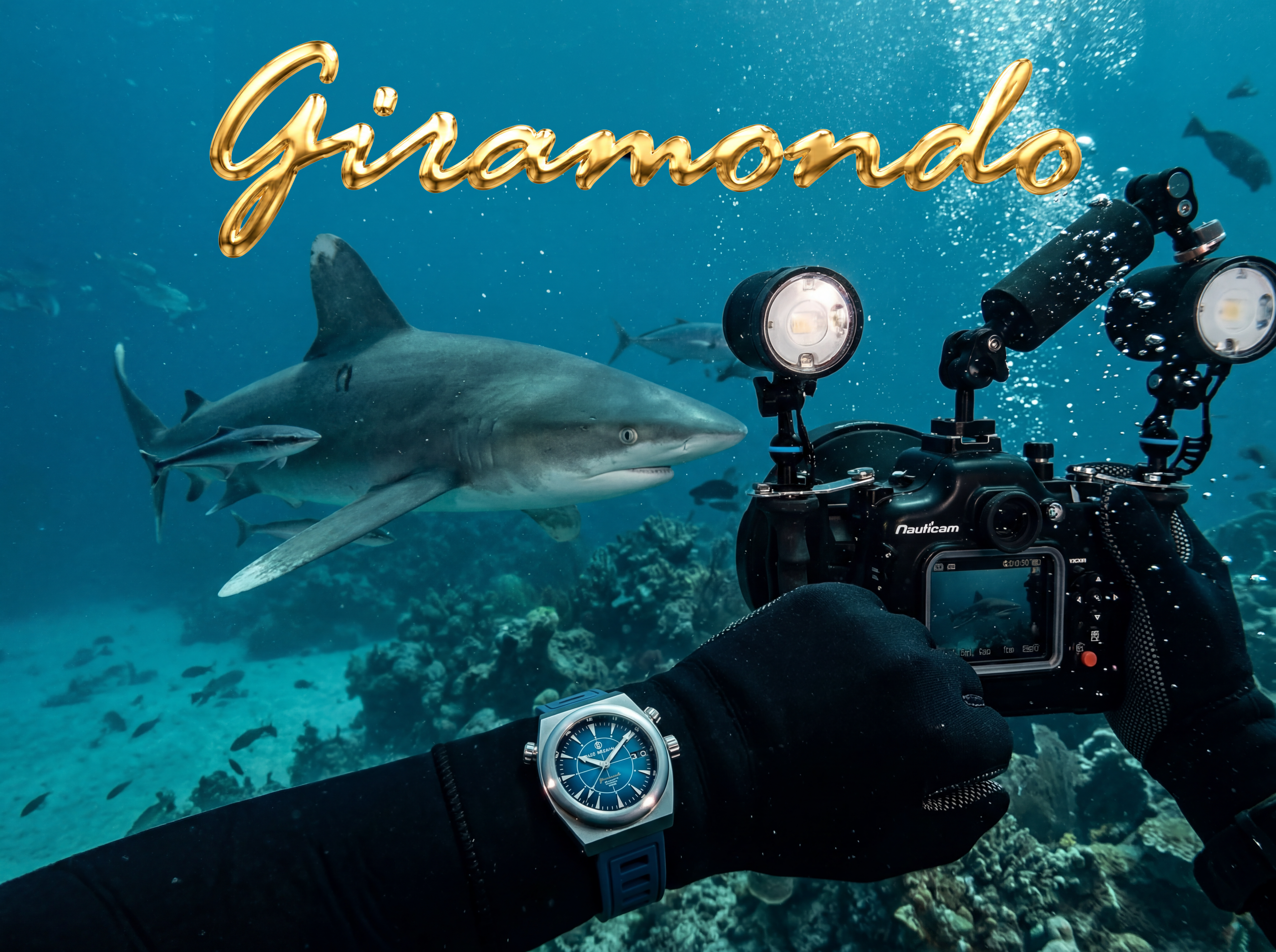 Enzo Mechana Giramondo 1,000 m diver: steel case, blue dial, deep-sea specification.