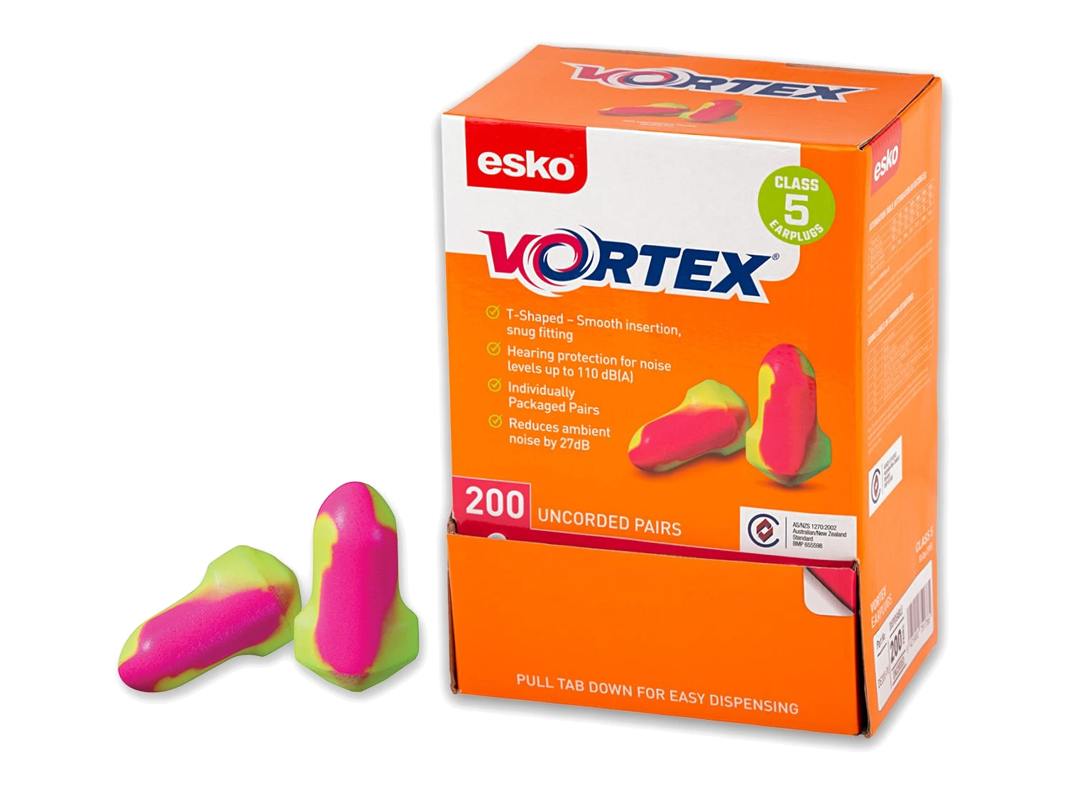 Esko Vortex Earplugs T-Shaped Uncorded - Image 2