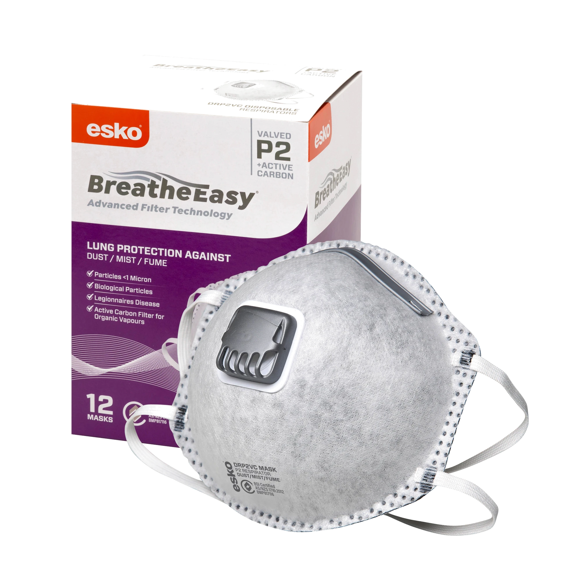 Esko Breathe Easy P2 Valved Mask with Carbon Filter - Image 3