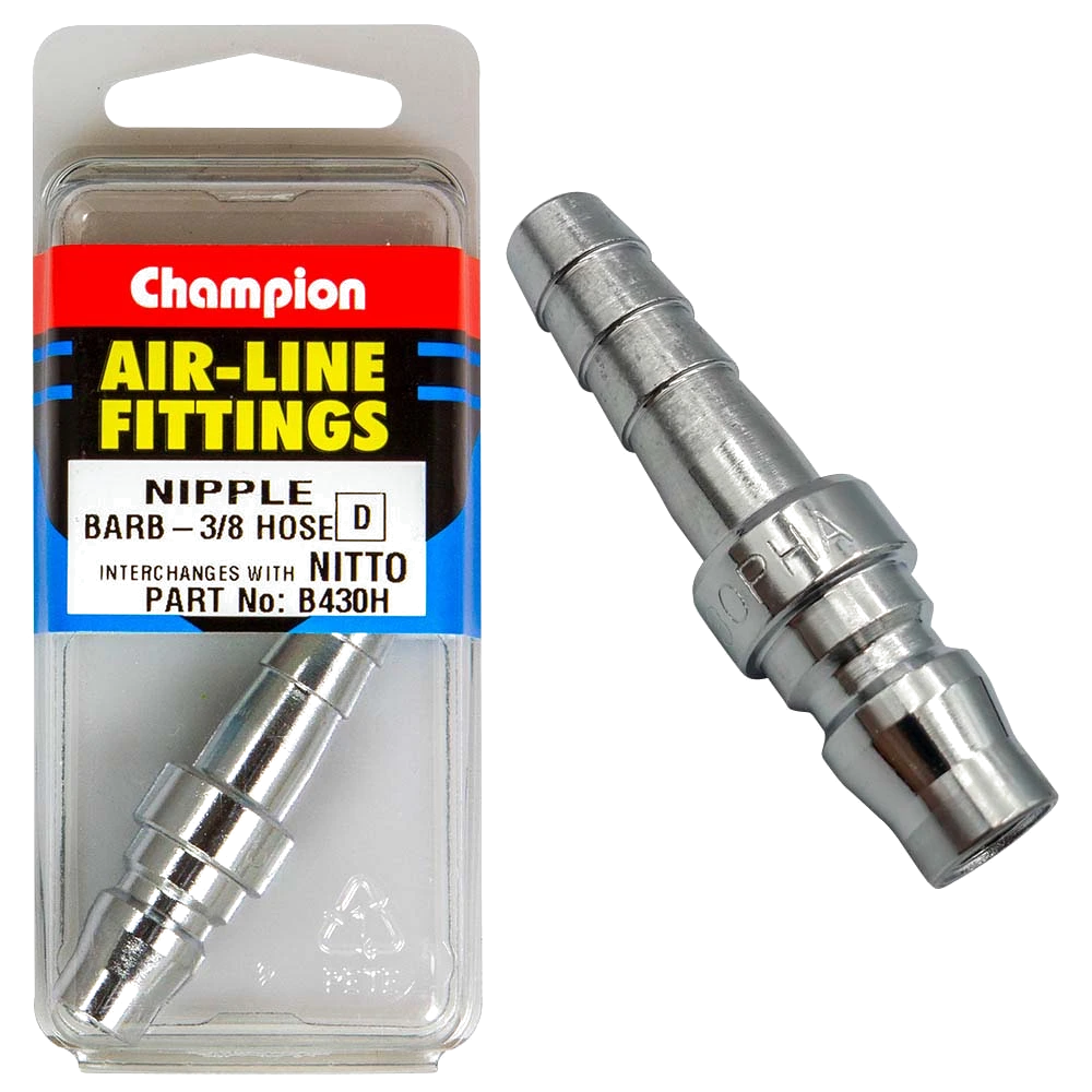 Champion 3/8in Hose Barb Air -Line Nipple Nitto