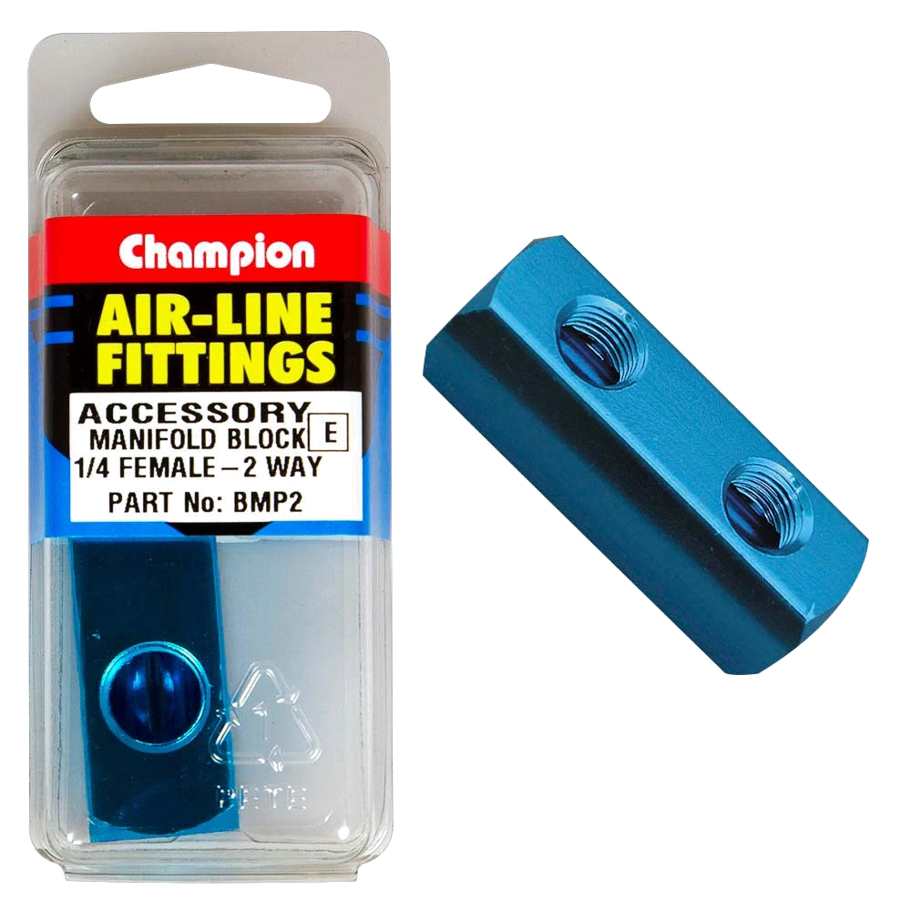Champion 1/4in Univ. Air Line 2-Way Manifold Block Female