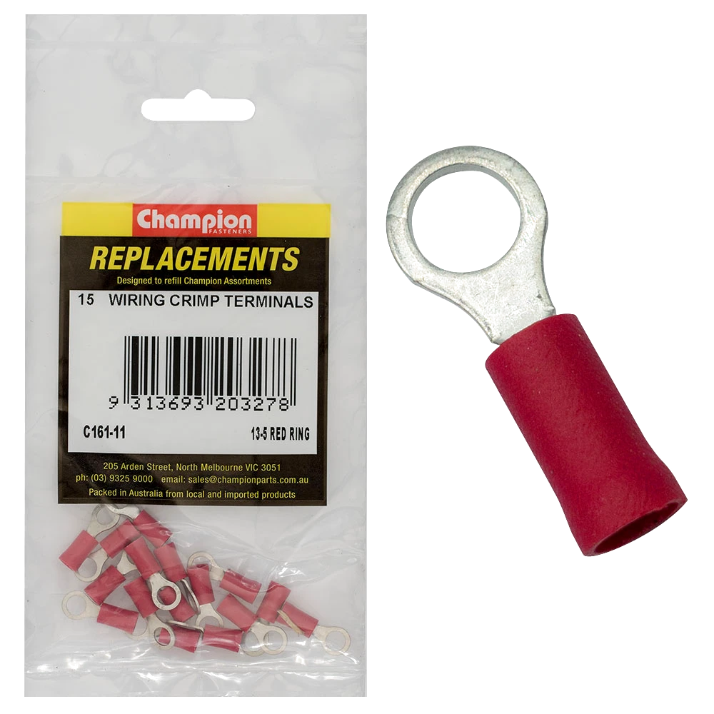 Champion 3/16in / 4.8mm Red Ring Terminal -15pk