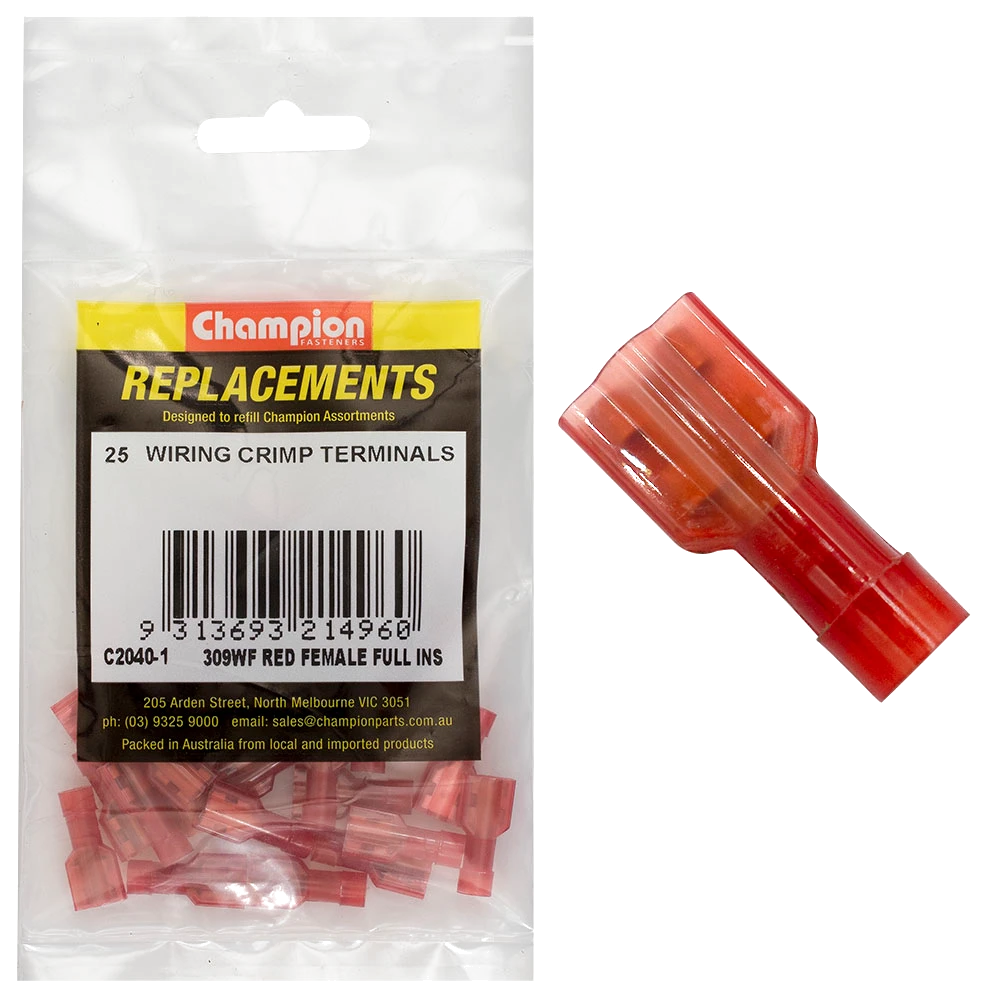Champion Crimp Terminals Blade Female Fully Insulated 6.3mm