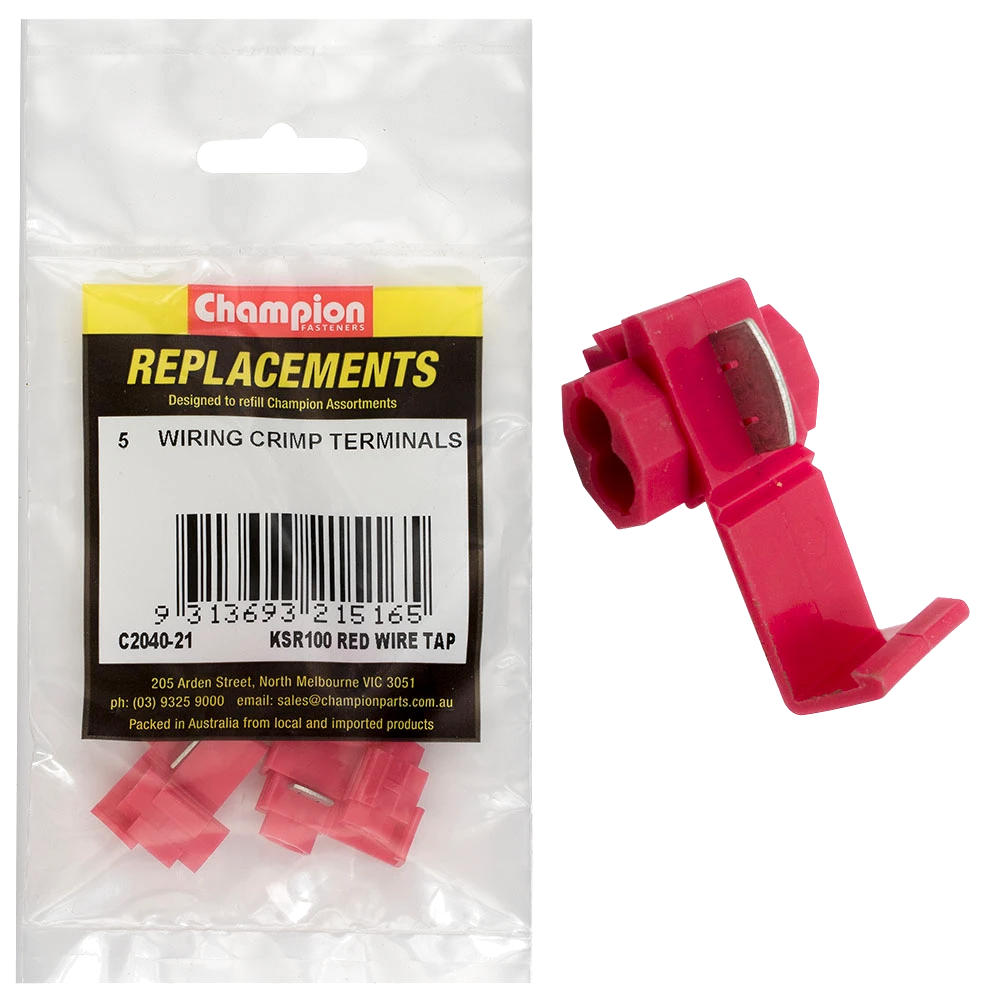 Champion Self Stripping Wire Taps Red - 5pk