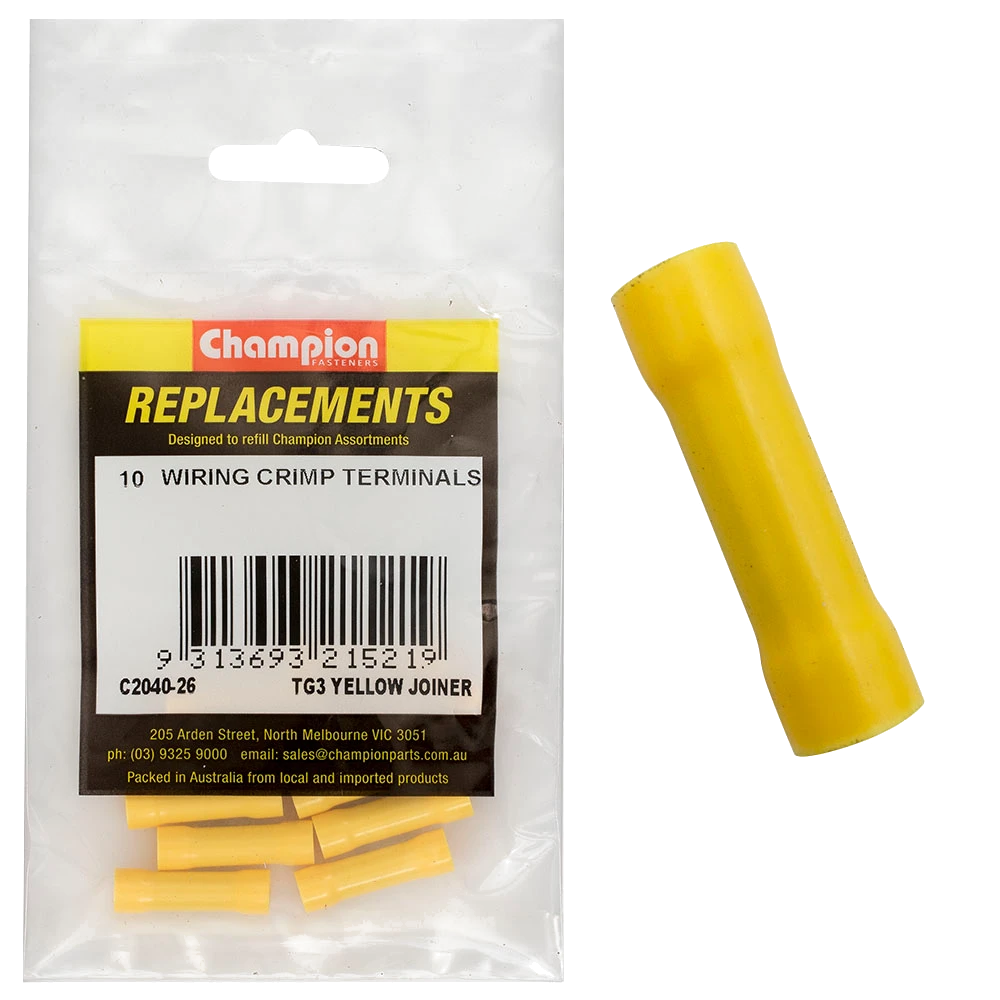 Champion Crimp Terninal Butt Splice Yellow - 10pk