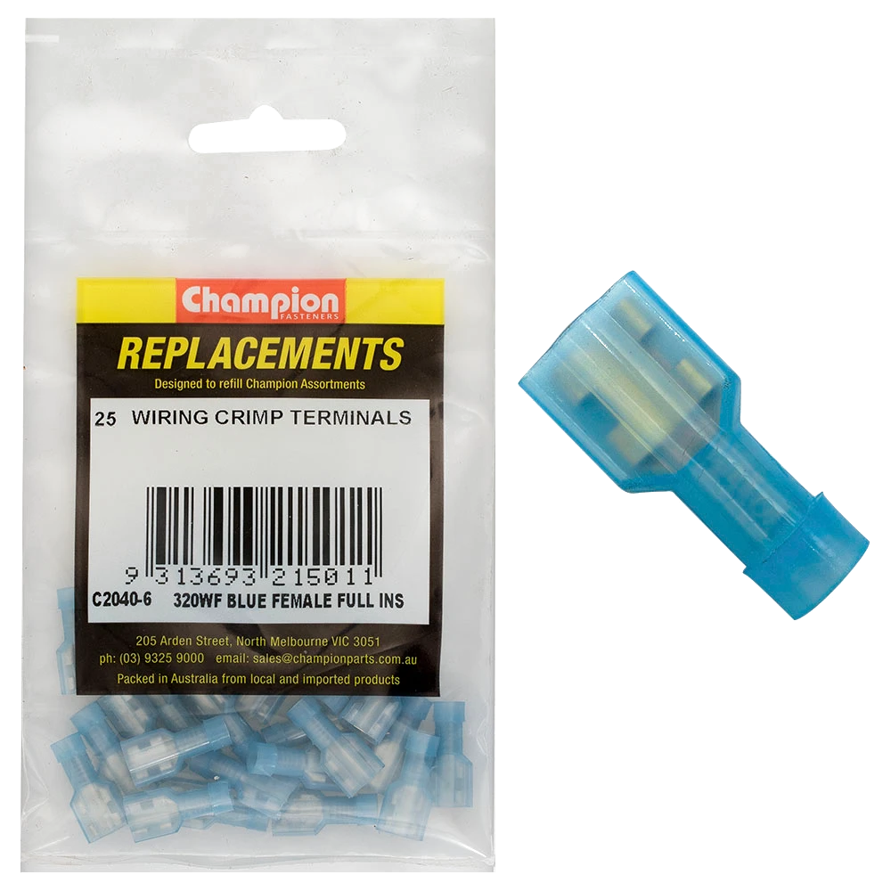 Champion Crimp Terminals Blade Female Fully Insulated 6.3mm