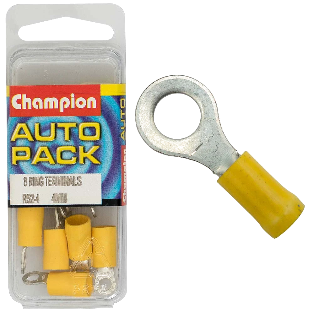 Champion 4mm Yellow Ring Terminal