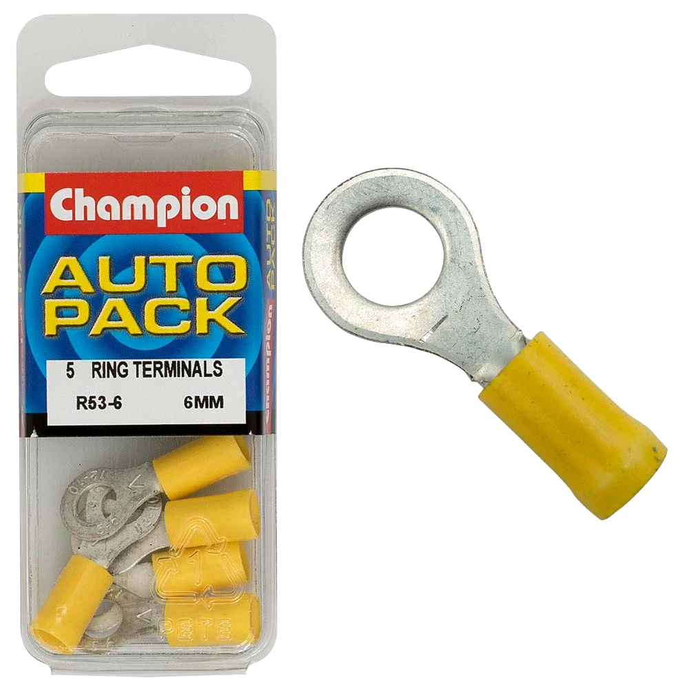Champion 6mm Yellow Ring Terminal