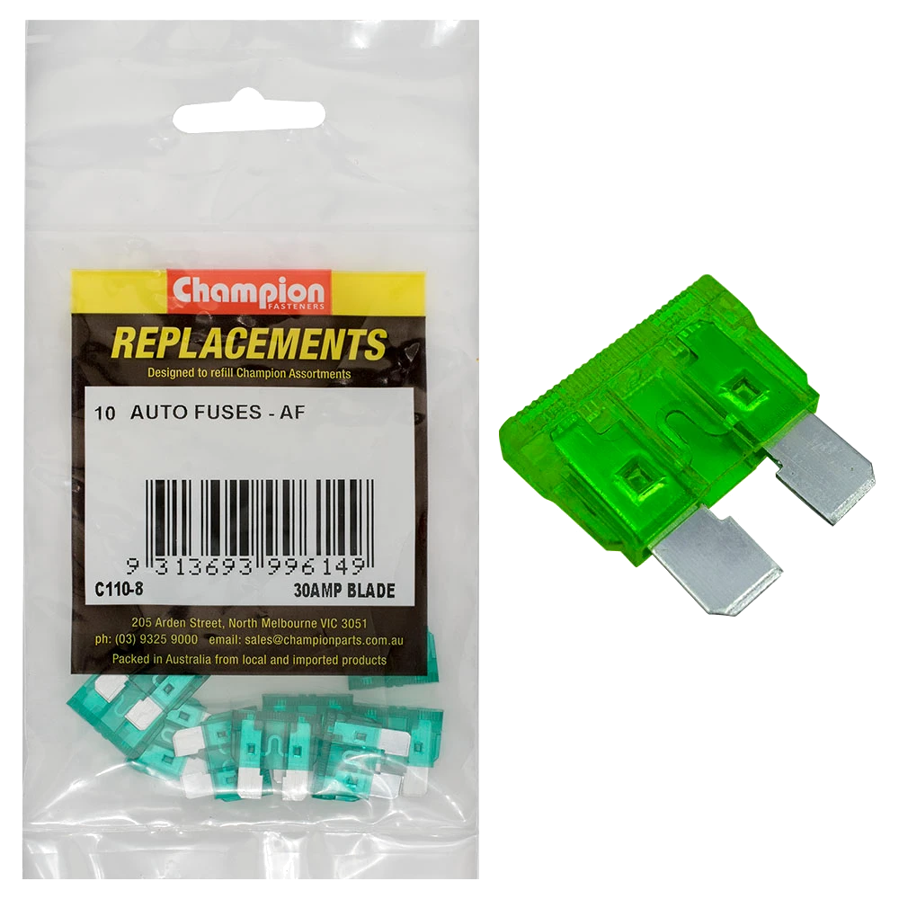 Champion AF 30Amp Standard Blade Fuse (Green) - 50pk